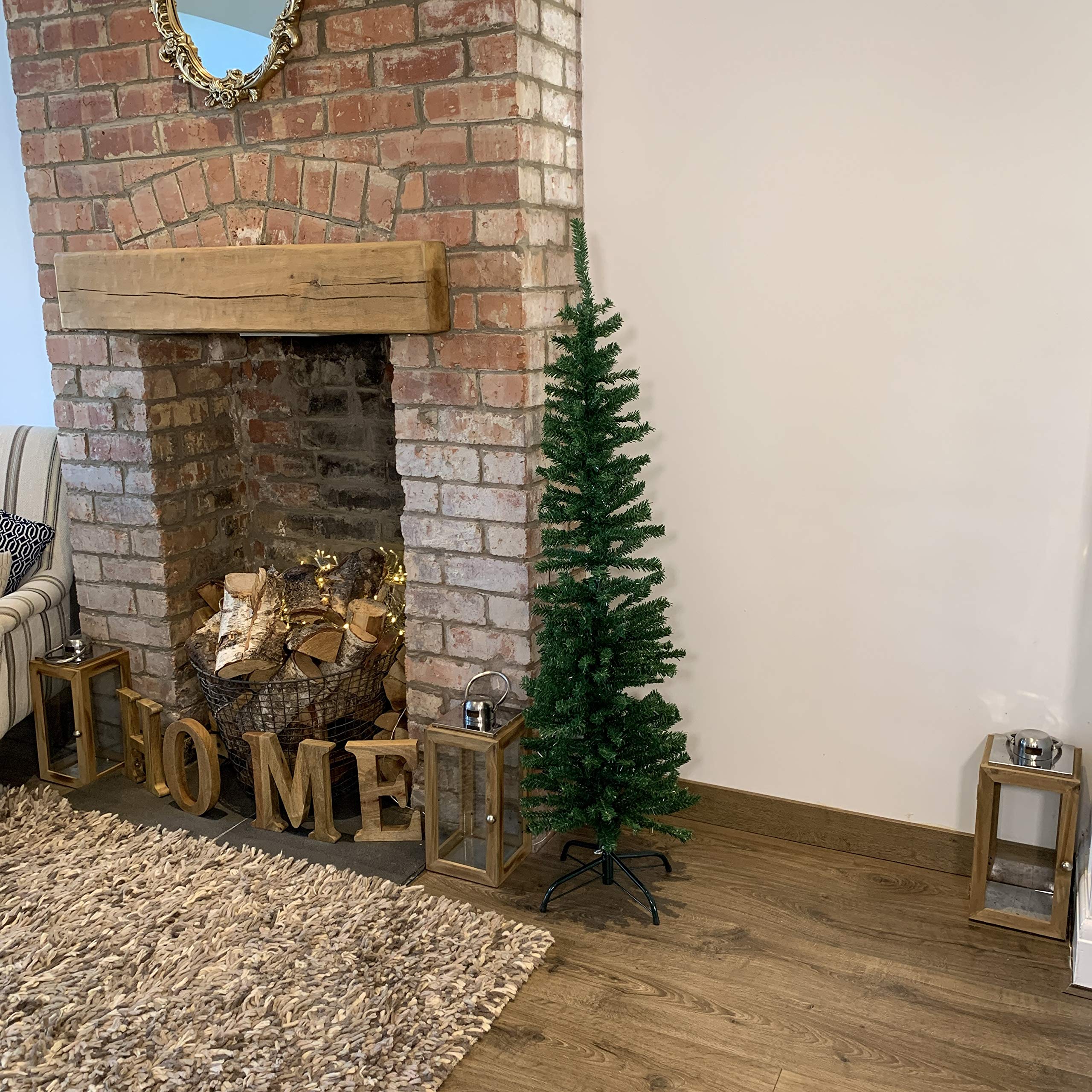 Snowtime5ft Green Pine Pencil Slim Artificial Christmas Tree with 236 Branch Tips