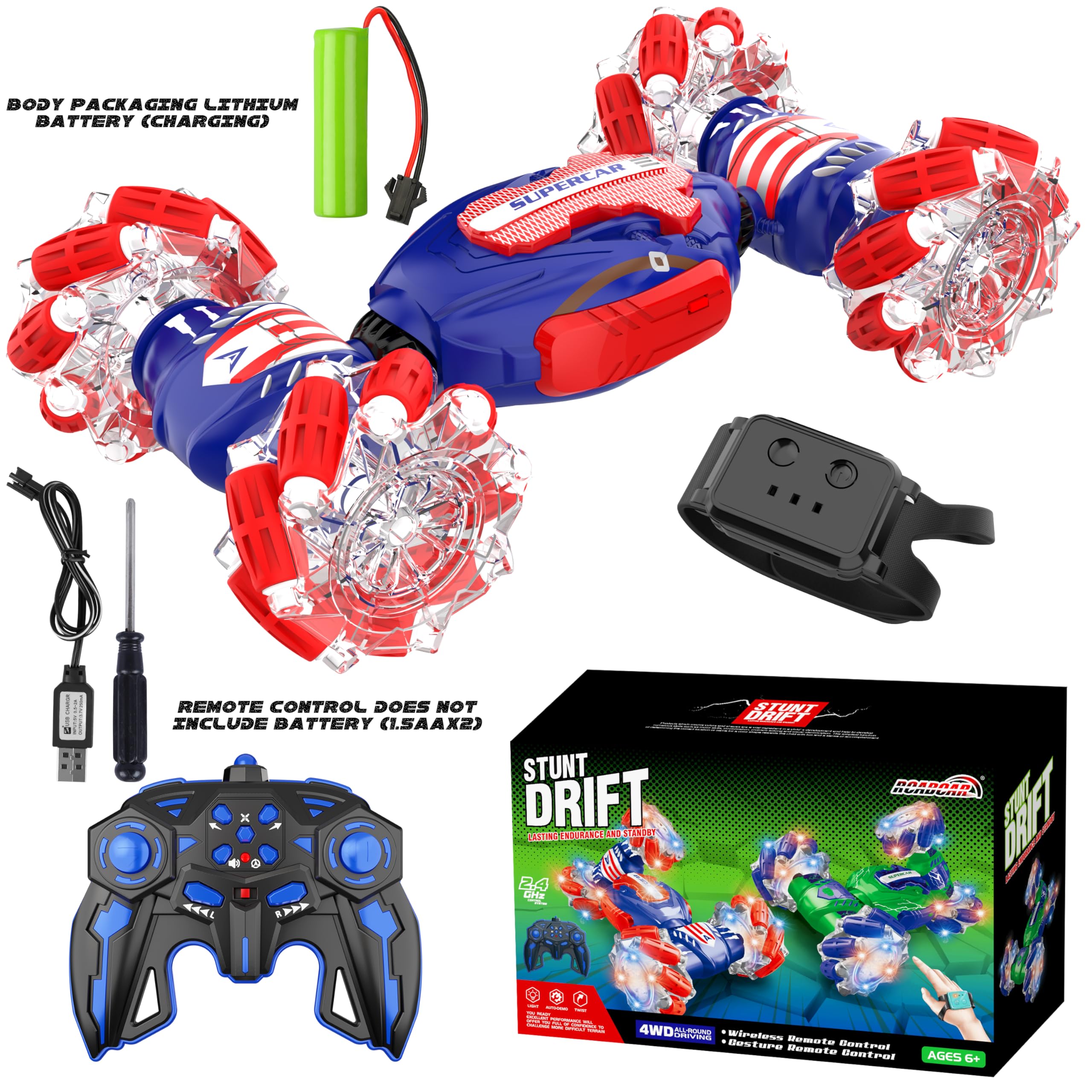 Remote Control Car, Gesture Sensing RC Stunt Car, 4 WD Transform Off Road for Rotating, 2.4Ghz Hand Controlled Remote Control Twister Cars, RC Cars for Kids Boys Girls Toy Gift Age 8 9 10 11 12 yr