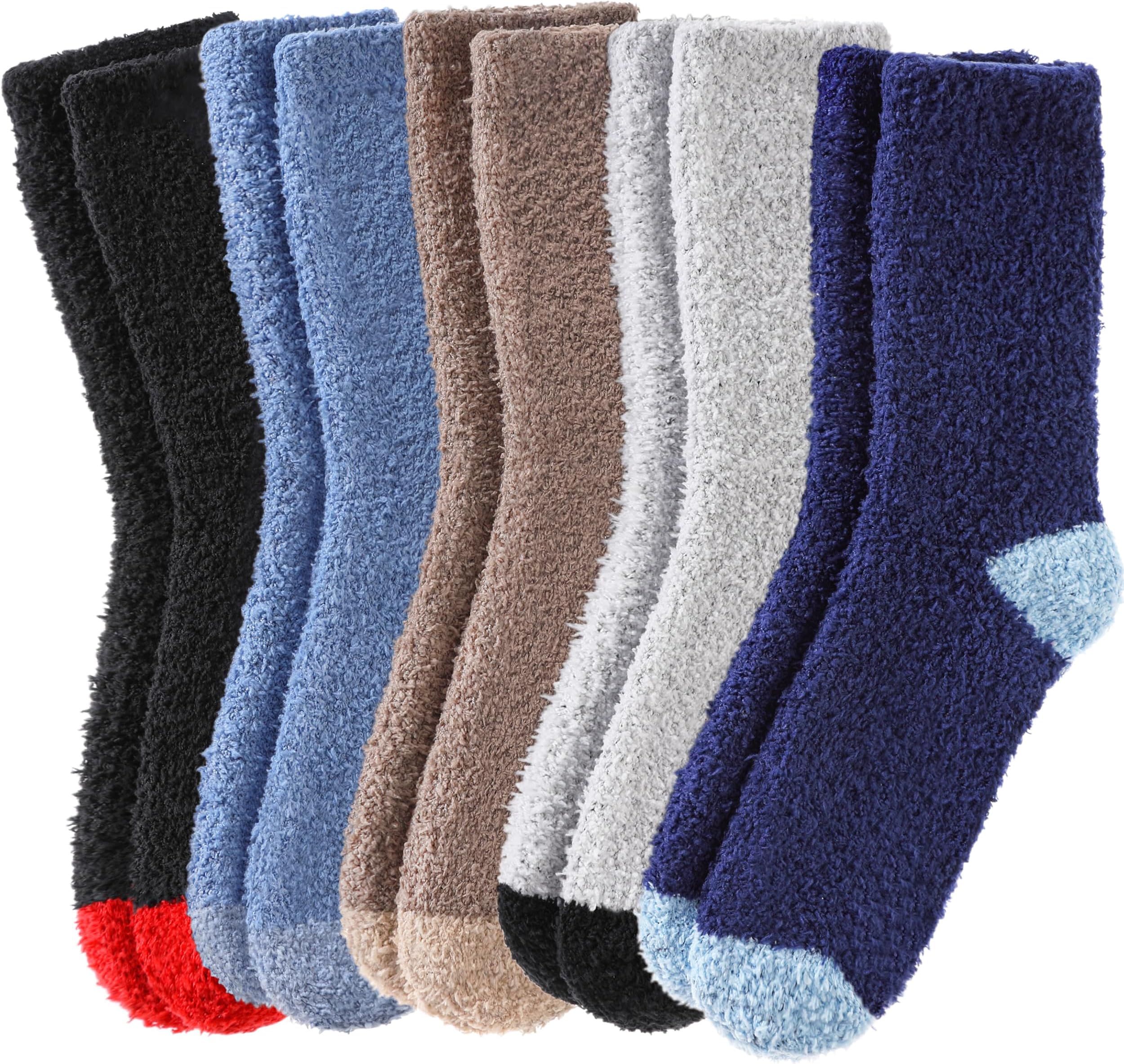Mens Fuzzy Socks - Soft Cozy Slipper Fluffy Winter Warm Microfiber Plush Sleeping Socks - 5 to 6 Pairs