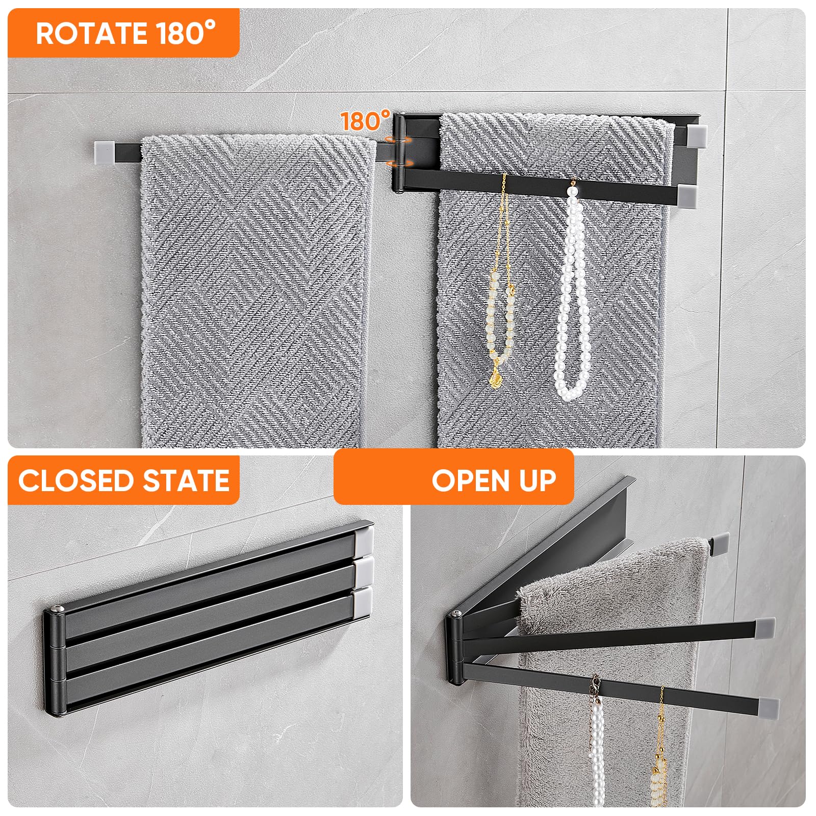 Pack Out Towel Rack Snapklik.com : Swivel Towel Bars 3-Arm Towel Rack Swing Out Towel ...