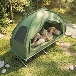 Lit de camping Outsunny, ensemble compact et portable avec tente, pliable, pour extérieur avec sac de transport, vert