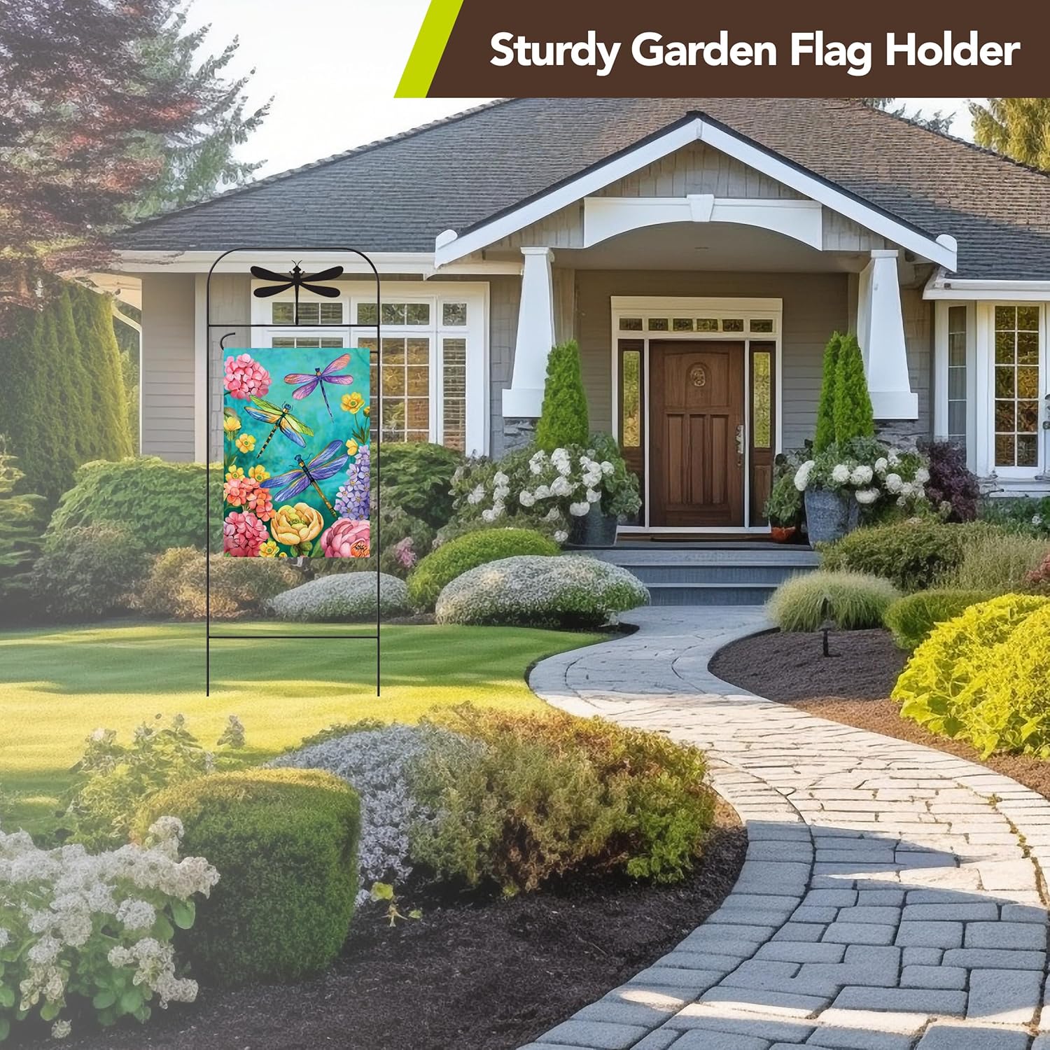 Briarwood Lane Wrought Iron Dragonfly Garden Flag Arbor - Image 6