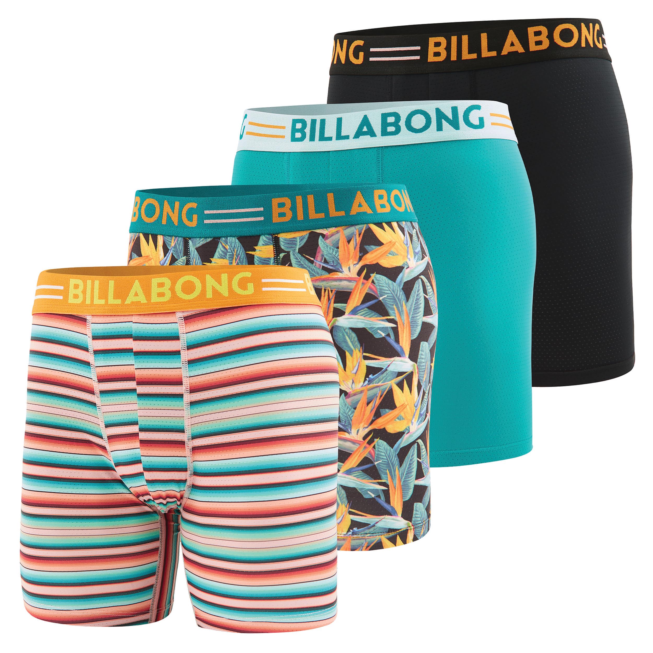 Billabong Mens Underwear 4 Pack Nylon Performance Boxer Briefs for Men