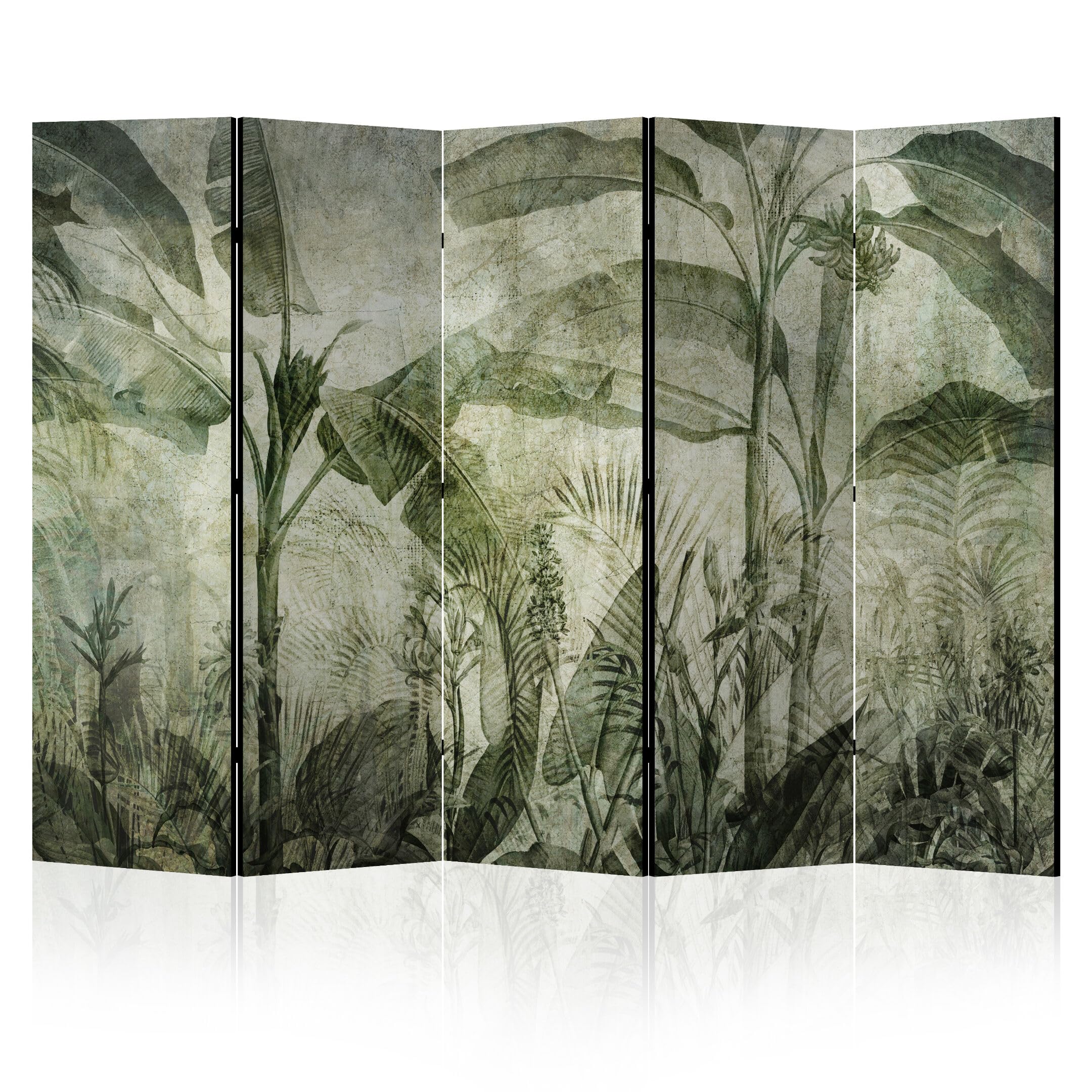 Separe Divisorio Interno Monofacciale - Paravento da Interno 5 Pannelli Divisorio per Ambienti - Divisori per Interni con Motivo Jungle - 225x172 cm