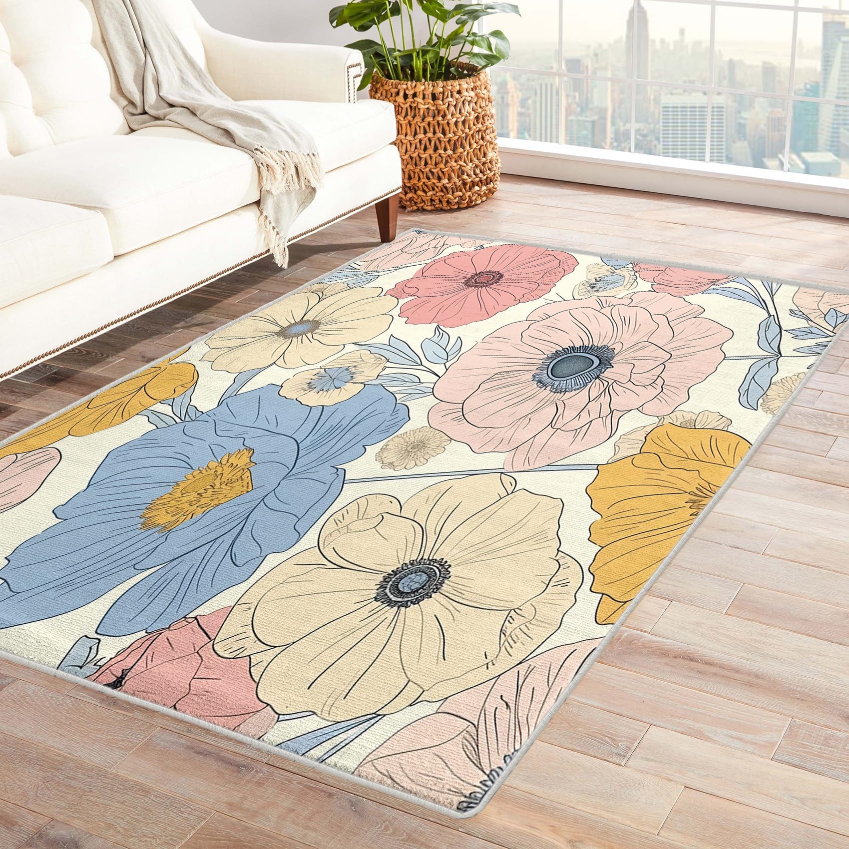 Amazon.com: Floral Rug 4x6 Area Rugs for Bedroom Living Room