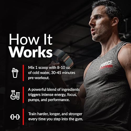 Miniatura 3 de FORCE FACTOR Test X180 - Suplemento energético y polvo para antes del entrenamiento, aumenta la concentración y la resistencia, desarrolla músculo y