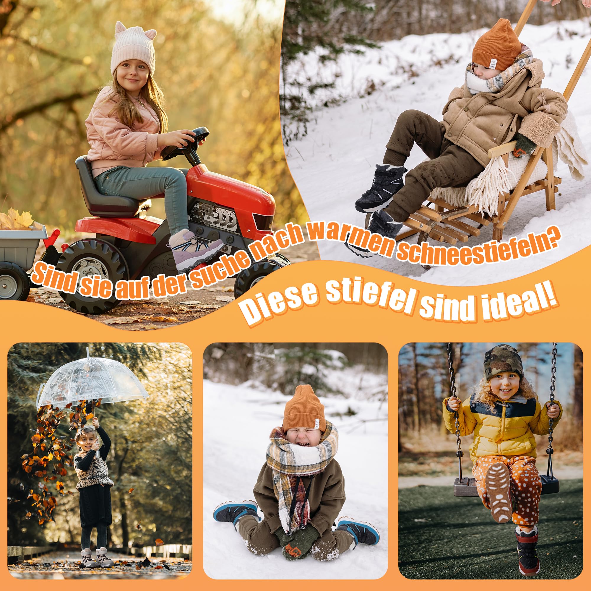 Bottes de Neige Enfants Chaud Hiver Bottines en Laine Anti-dérapant Outdoor Trekking Chaussures Respirantes Garçons Botte Randonnée