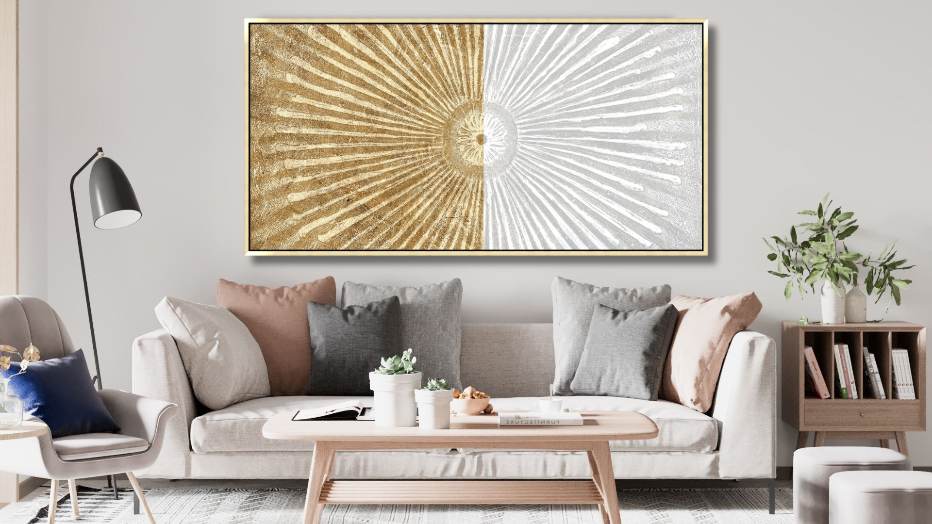 Amazon.com: TRAIN2 ART Framed Canvas Wall Art Symmetrical Line