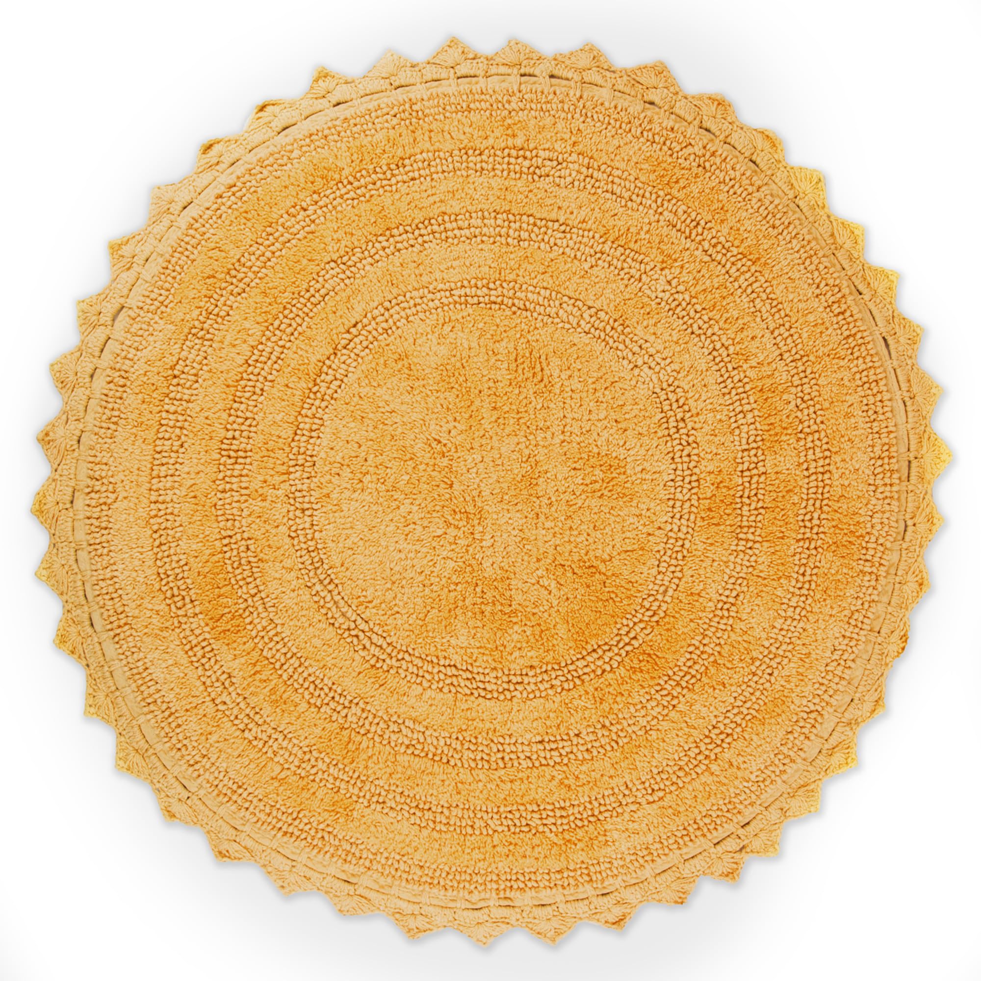 DII Crochet Collection Reversible Bath Mat, Round, 27.5" Diameter, Yellow
