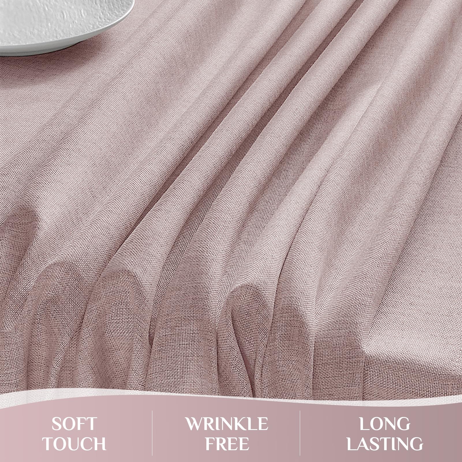 Softalker Tovaglia Natalizia Antimacchia 18 posti Grandi Tovaglia Rettangolare 350x150 cm Tovaglie in Finto Lino Decorativa Ideale per Capodanno, Sala da Pranzo,Feste, all'Aperto (Marron Rosé)