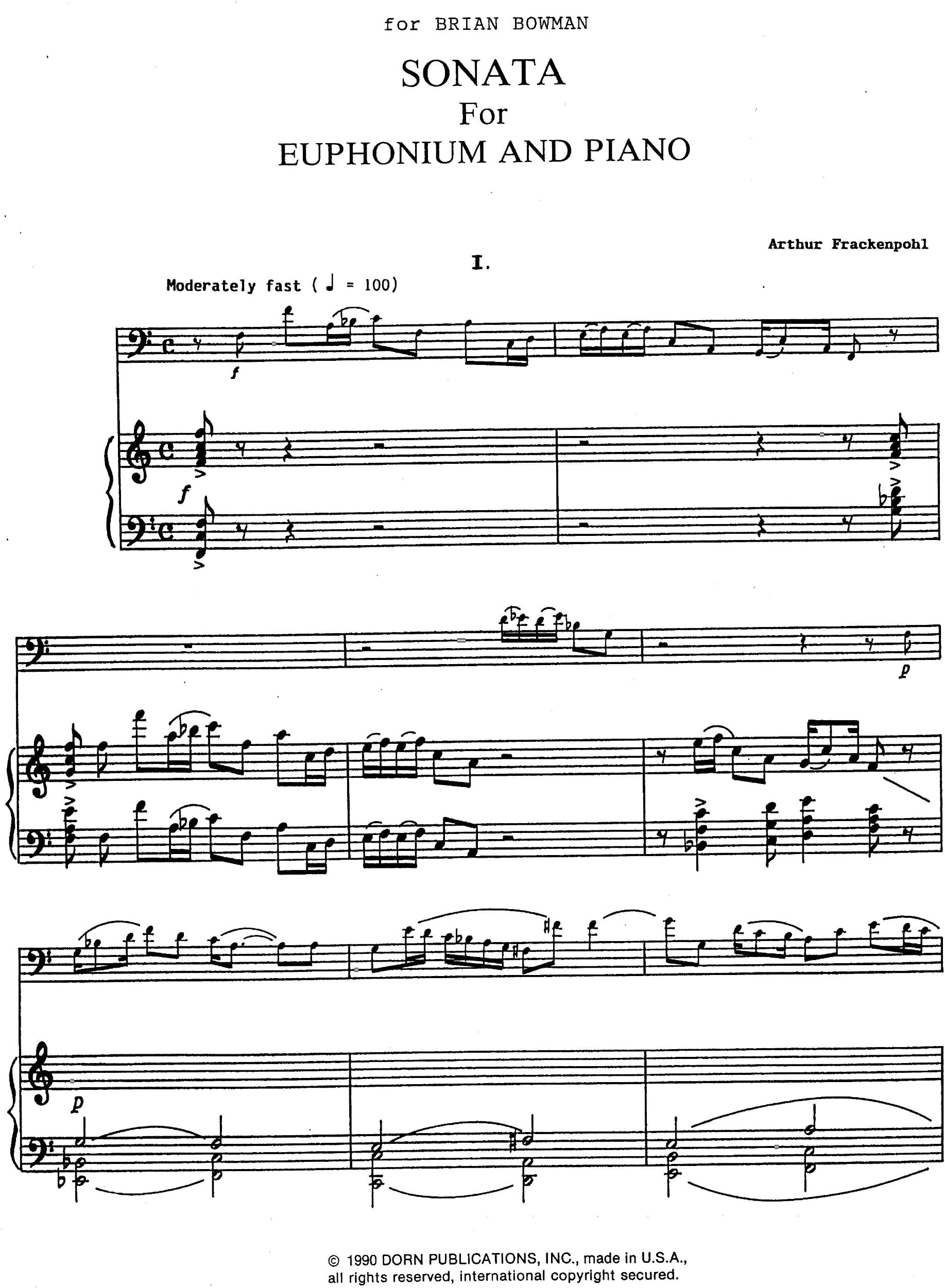 Sonata for Euphonium and Piano by Arthur Frackenpohl