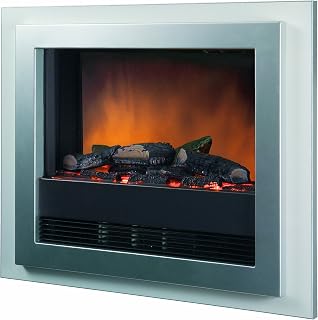 Dimplex Bizet Wall Fire, Wall Mounted Contemporary Electric Fireplace, Adjustable 2kW Fan Heater, Log Effect Fuel Bed, LED Optiflame Lights, Reversible Frame & Remote Control – Black/Silver