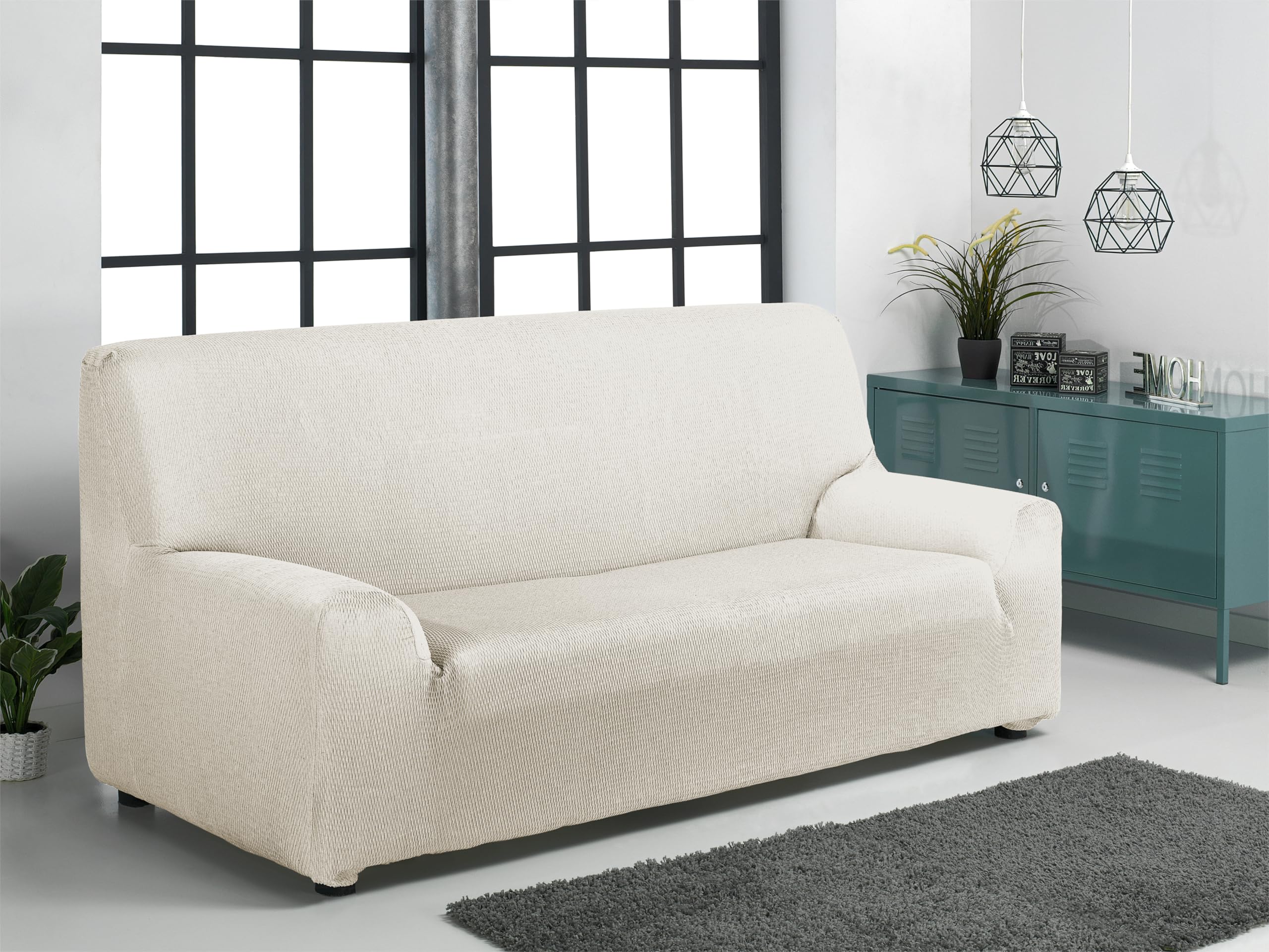 Martina Home Copridivano elastico Tunez, tessuto, avorio, 3 posti (da 170 a 220 cm)
