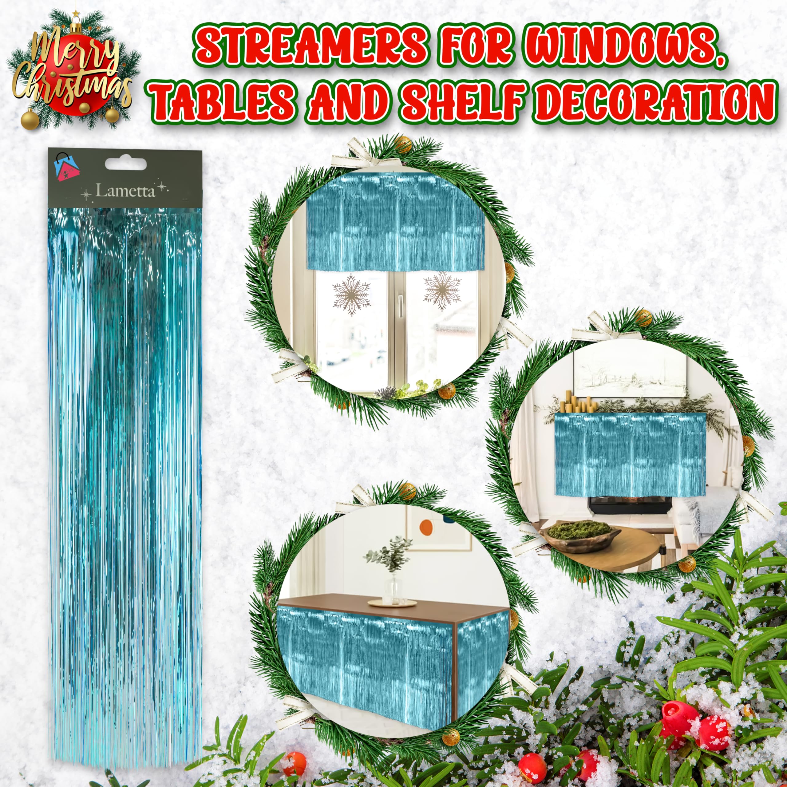 SRVertex 5-Pack Ice Blue Foil Christmas Lametta Strands, Angel Hair Xmas Tree Decorations - Image 4