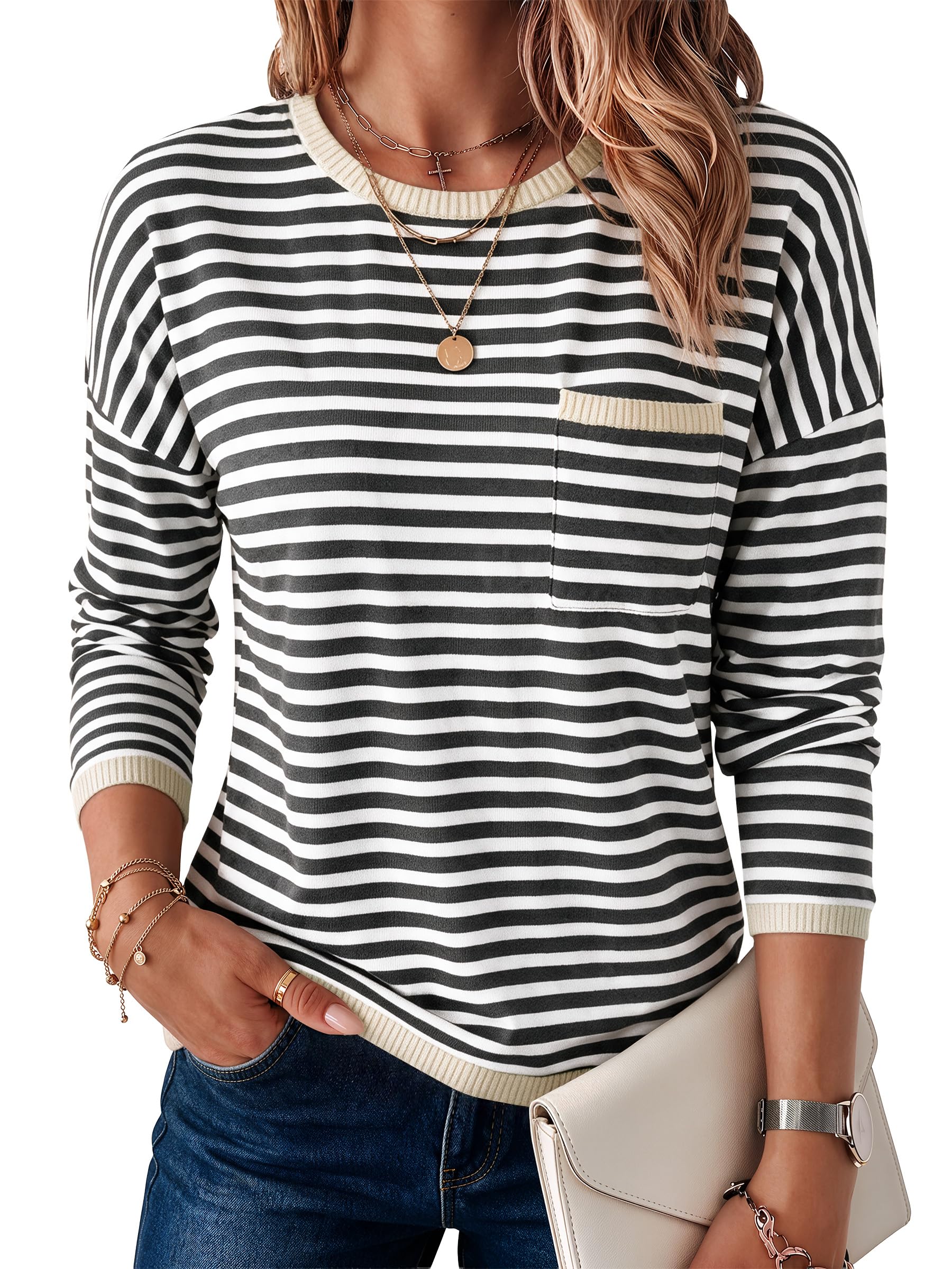 LILLUSORY Womens Striped Lightweight Sweaters 2026 Fall Fashion Outfits