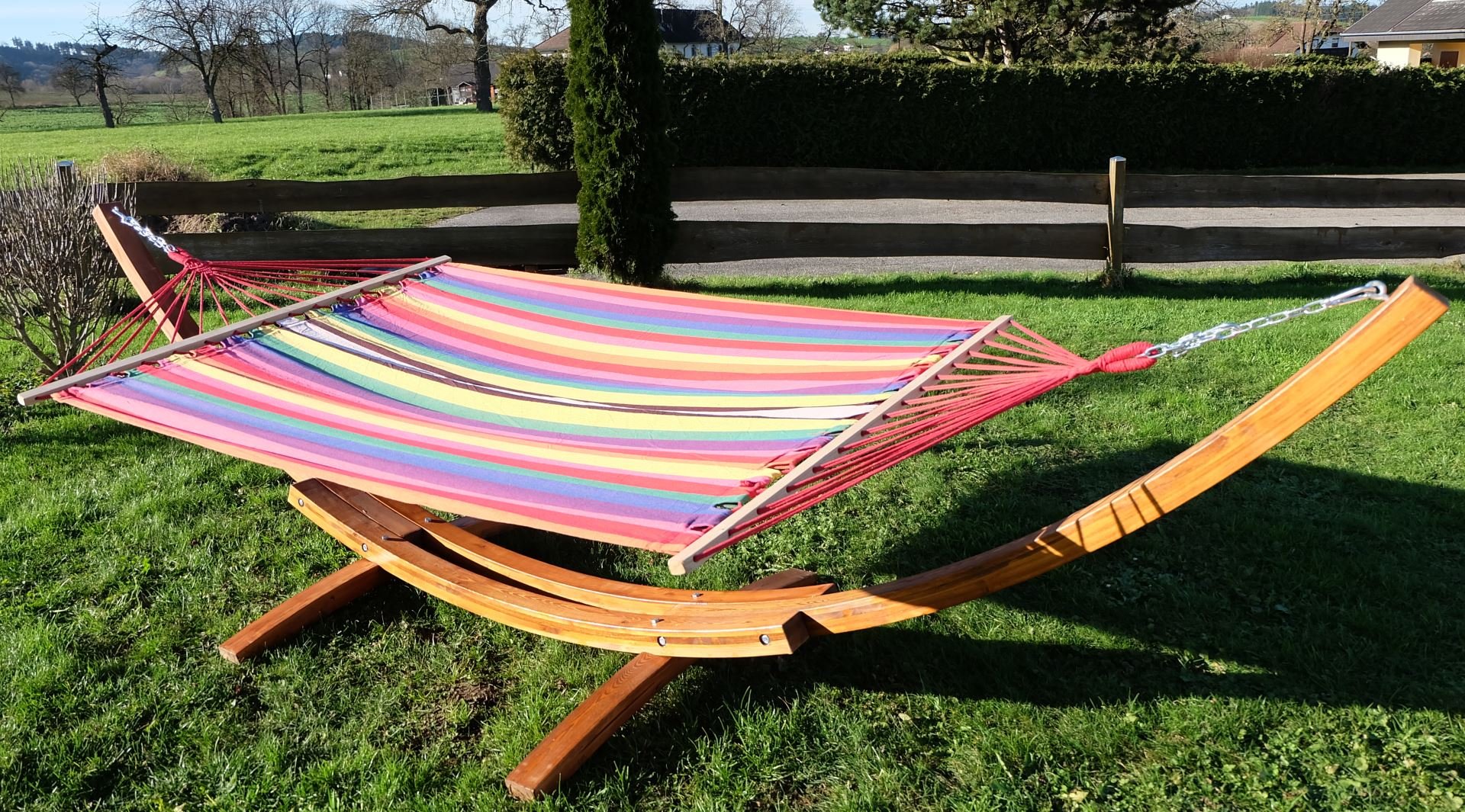 ASS AS-S NEGRIL Hammock Frame 410 cm Larch Wood with Colourful Rod Hammock