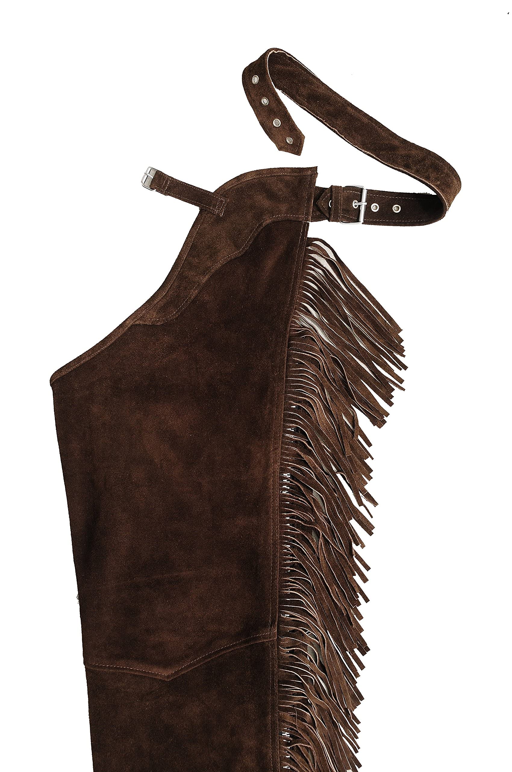 Chaps Leder Herren Lederchaps Fransenhose Lederhose Lederjeans Chaps Fuente Fransenhose Damen Herren Cowboy Indianer Western REIT Braun