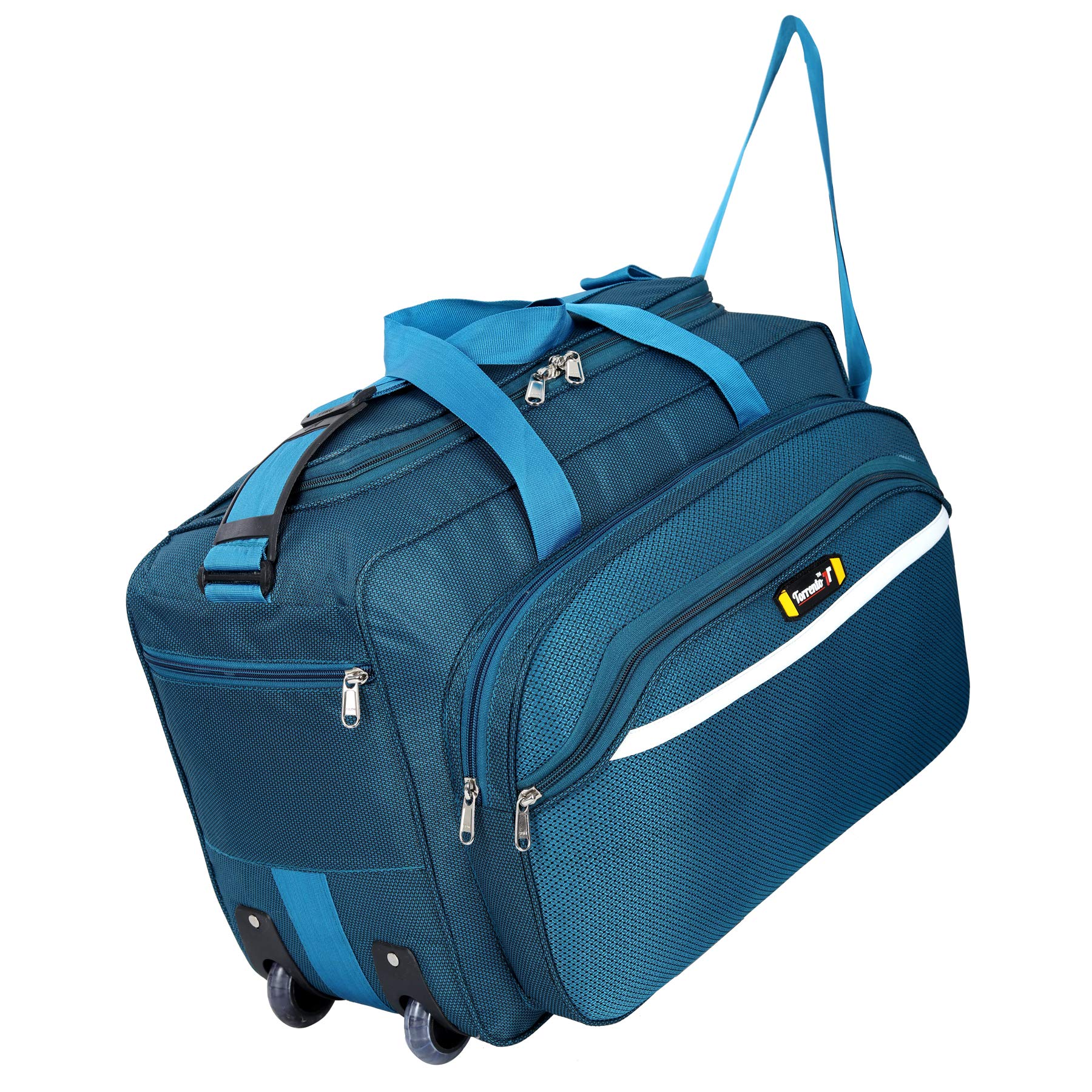 Waterproof Fabric Expandable 40 L Travel Duffel Trolley Bag (Peacock, 22-Inch)-image-1