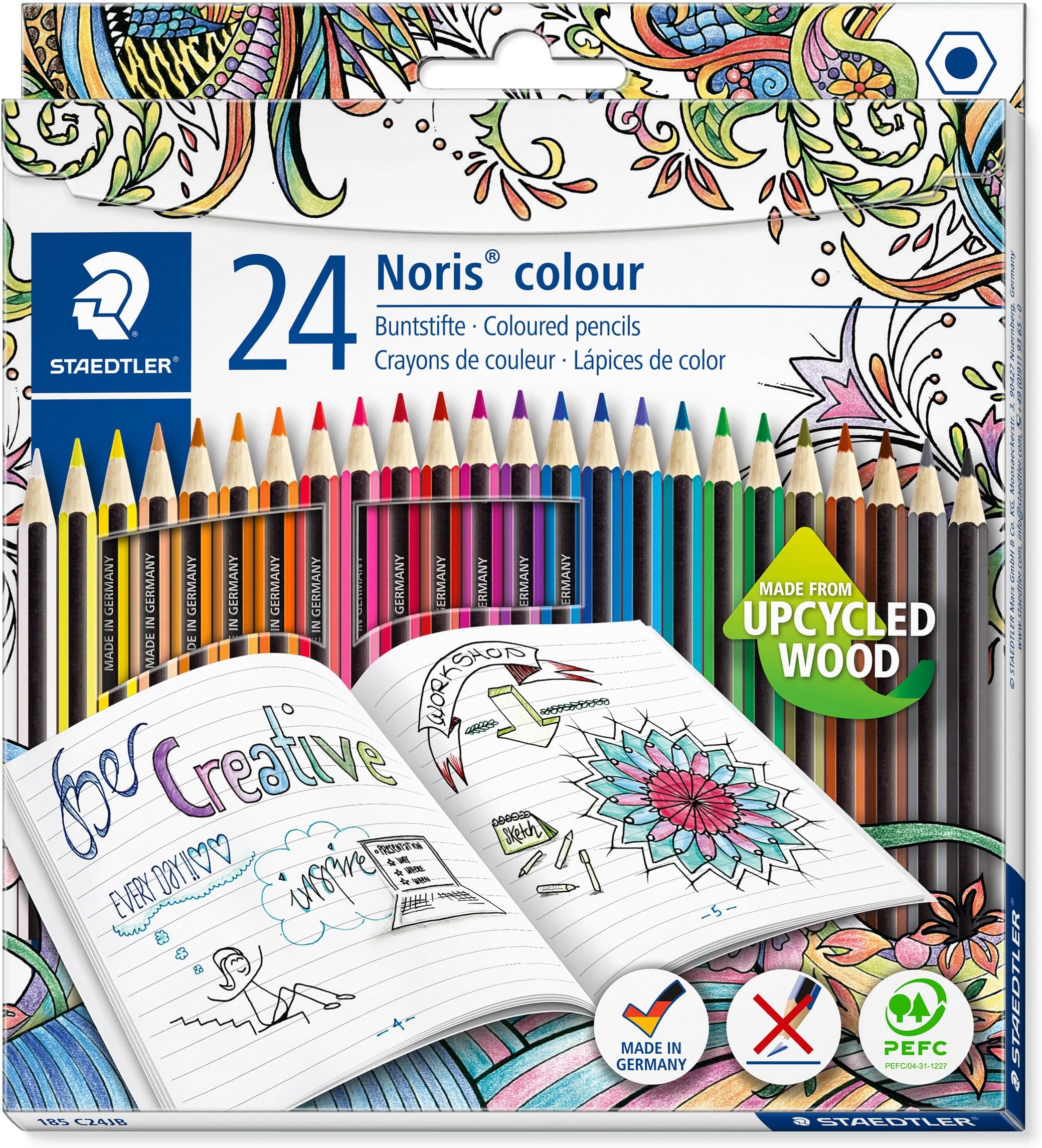 STAEDTLER 185 C24JB Noris Colour Colouring Pencils - Johanna Basford Edition - 24 Assorted Colours (Pack of 24 Pencils)