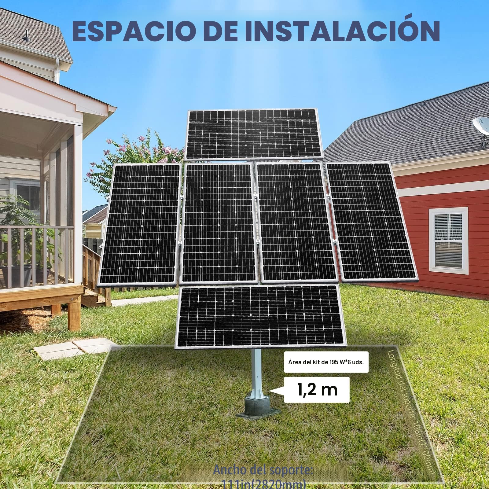 ECO-WORTHY Soporte de Pista de Energía Solar para Panel Solar/Patio/Granja/Campo