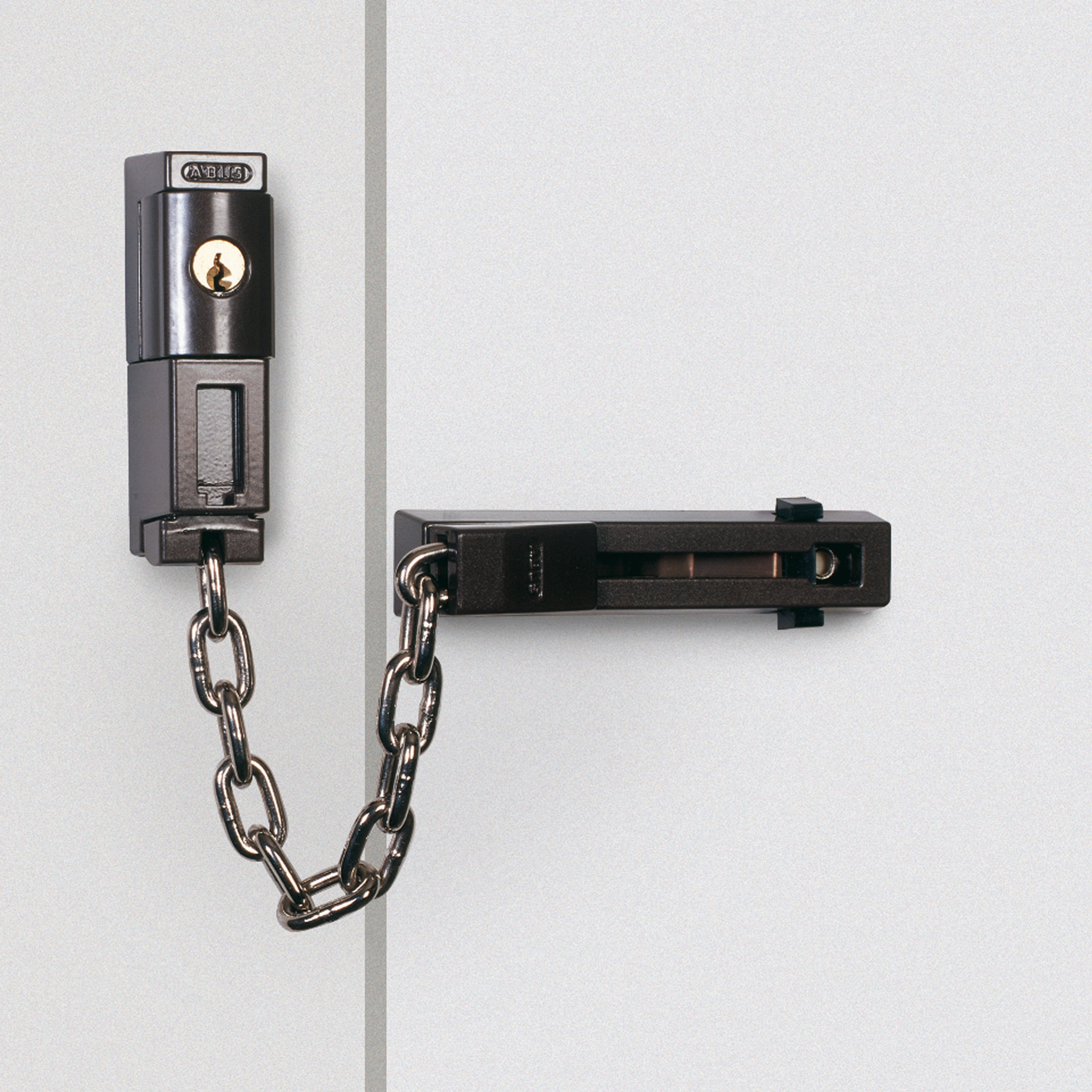 ABUS Catena di Sicurezza SK78 per Porta d'Ingresso - con Chiave | Catena temprata, cilindro a 4 perni girevole, blocco a molla per sicurezza bambini, adatta per porte destra e sinistra