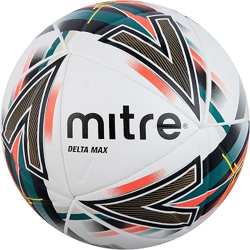 Miniatura 13 de Mitre Balón de fútbol unisex profesional, aprobado por la FIFA Delta Evo - Amarillo/Negro/Gris,Delta Max - Blanco/Naranja Sangre/Verde