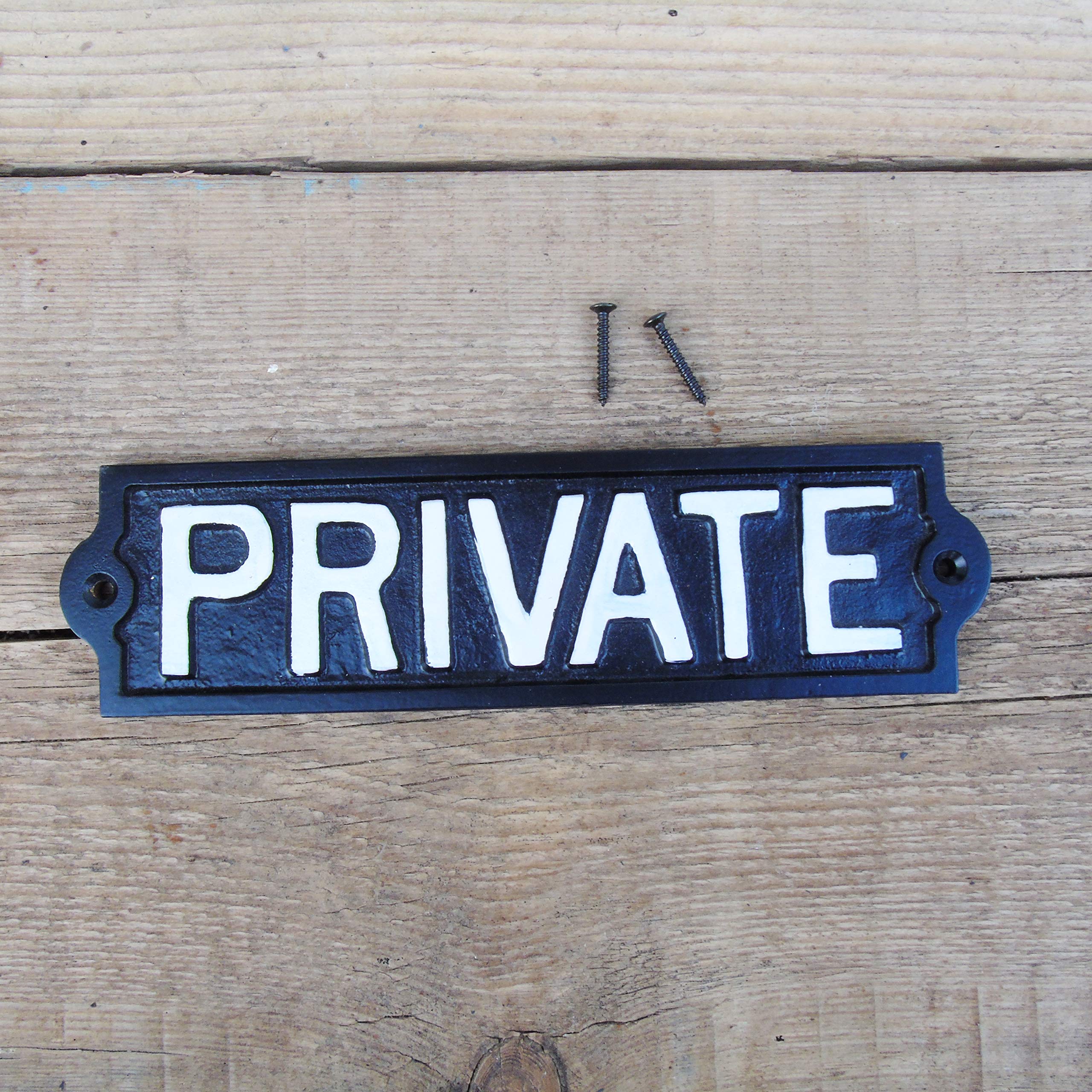 Jones & Grey VINTAGE STYLE BLACK & WHITE CAST IRON DOOR SIGN - PRIVATE