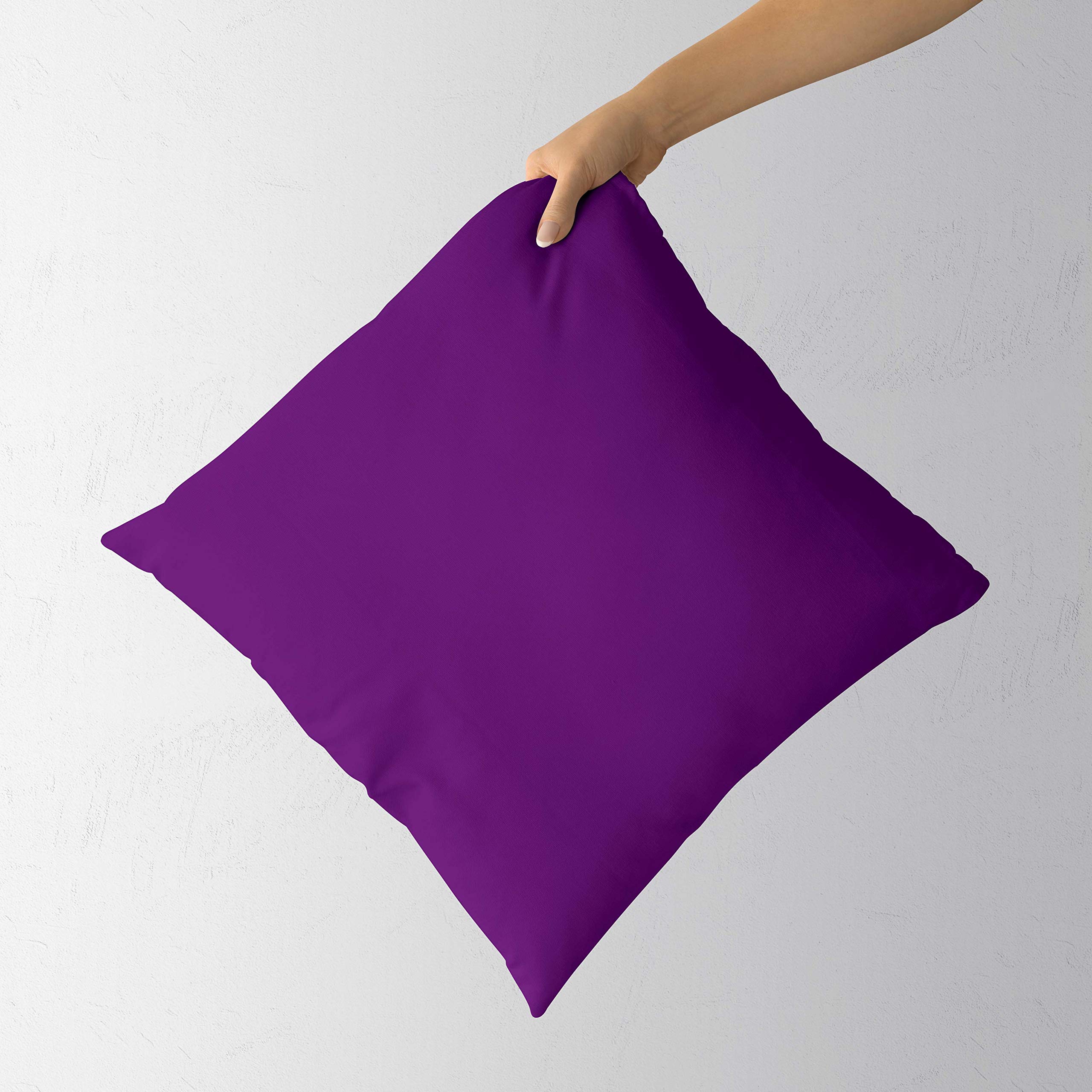 Cushion Cover- Set of 2 Covers- for Sofa Couch Bed Deevan Chair- Purple 24x24 inch (60x60 cm) Cotton Plain Removable Cover, Insert not Included-image-22