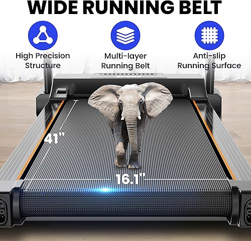 Miniatura 3 de RENESTAR Cinta de correr plegable con inclinación automática del 0 al 15%, cintas de correr para el hogar con cinturón ancho para correr, cinta de
