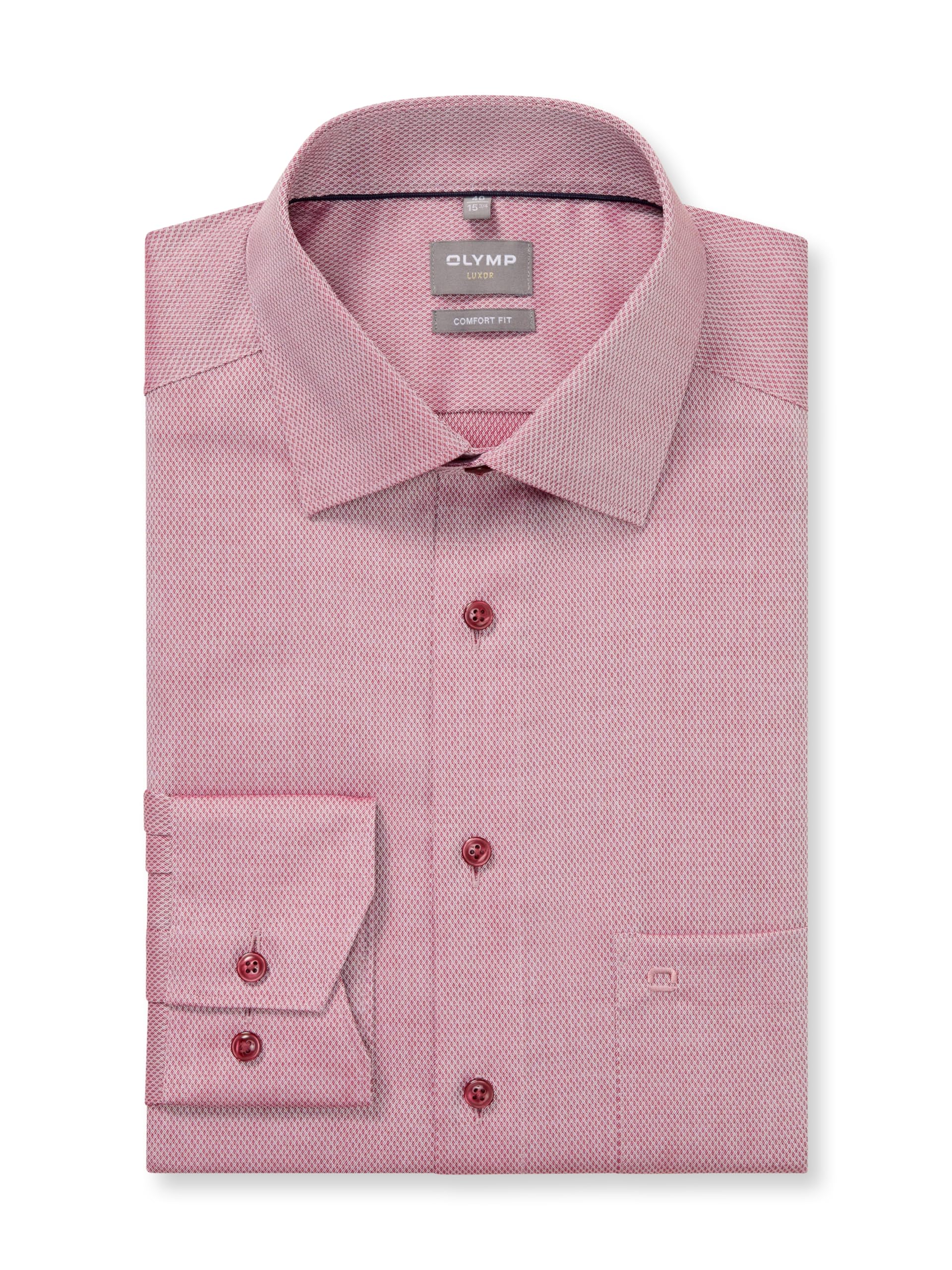 OLYMP Luxor Men's Long-Sleeved Shirt, Faux Plain, 466 Comfort Fit, 20.13 New Kent, Chianti 38, 15.5