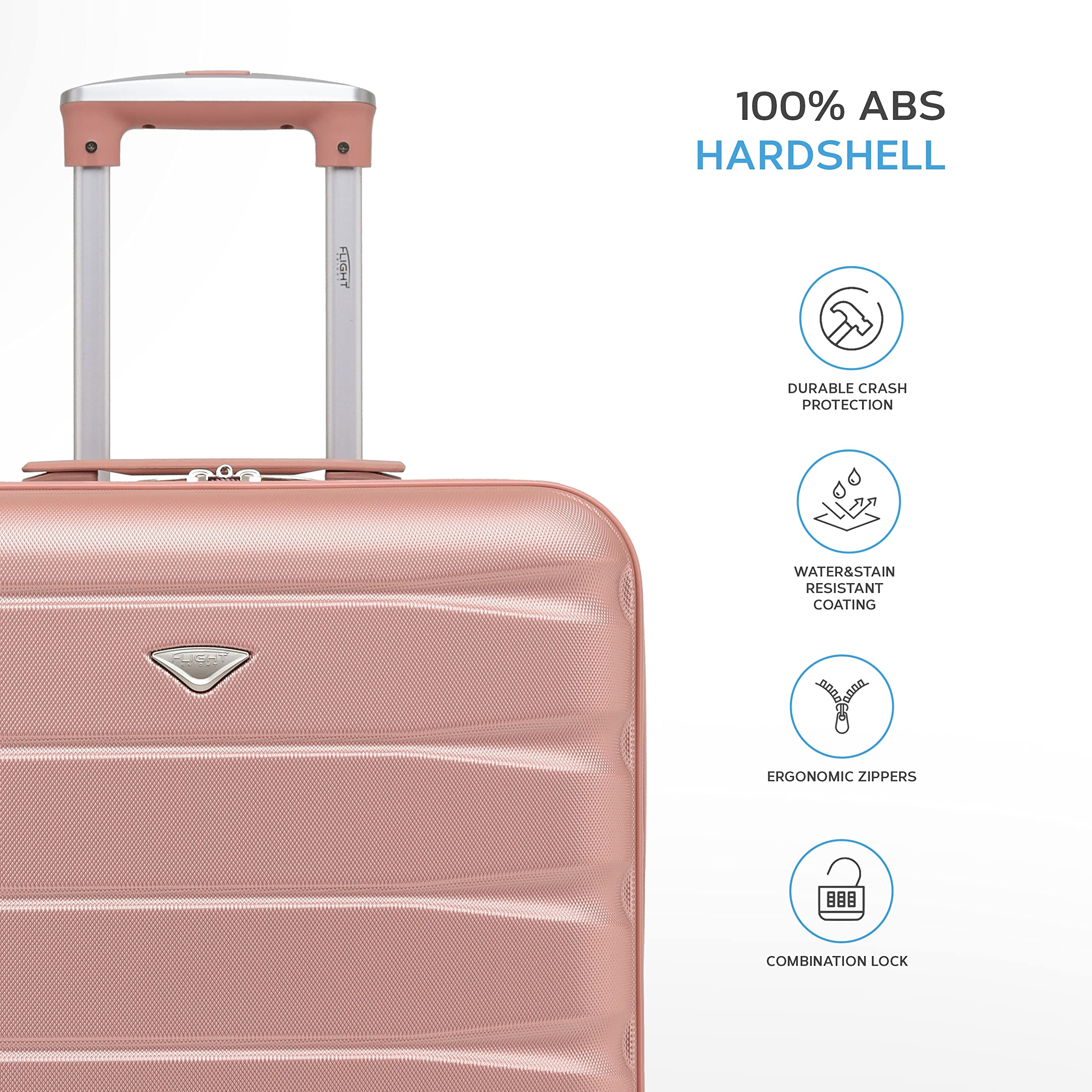 Flight Knight Lightweight 2 Wheel ABS Hard Case Suitcases Cabin Carry On Hand Luggage Approved for Airlines Including British Airways & Maximum Size for easyJet Large Cabin Bag 56x45x25cm