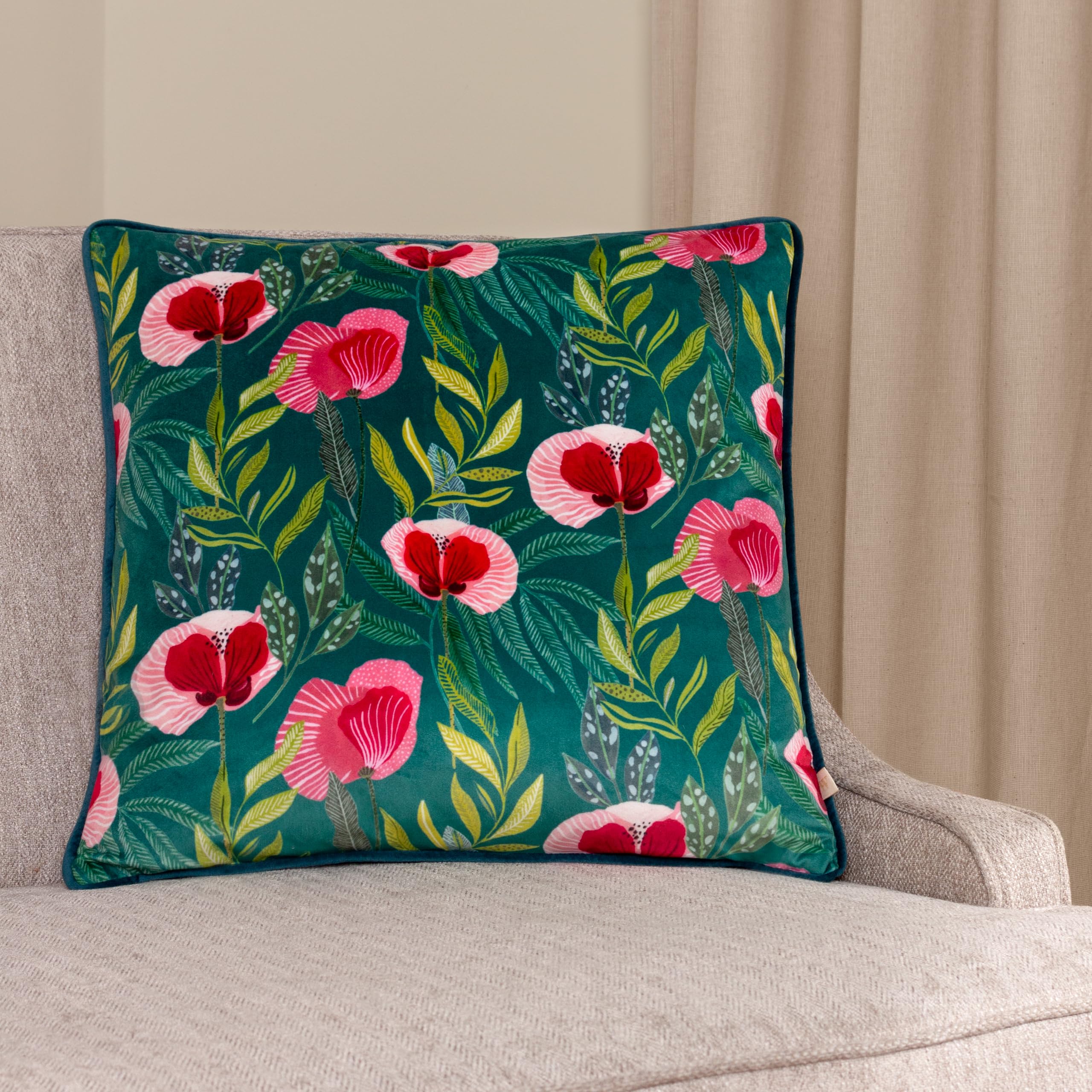 furn. Wylder Nature House of Bloom Poppy Feather Filled Cushion - Twin Pack