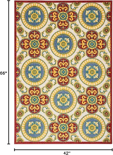 Miniatura 2 de Nourison Aloha - Alfombra de área para interiores y exteriores, 3 pies 6 pulgadas x 5 pies 6 pulgadas, fácil limpieza, no se desprende, para
