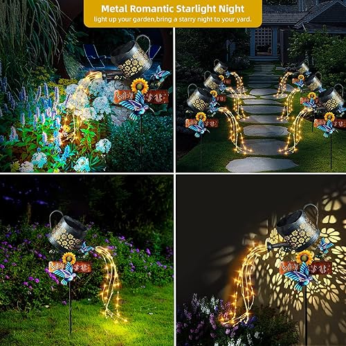 Miniatura 3 de Luces solares para regadera, 1 paquete de faroles solares decorativos para exteriores, luces solares para exteriores, regadera para balcón, jardín,