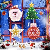 Vista 1 de Luces de decoración de ventana de Navidad, silueta de ventana de Navidad, letrero iluminado, luces de ventana a pilas con gancho de ventosa