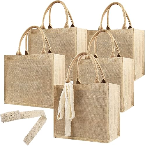Bolsas grandes de yute de arpillera a granel con cinta reutilizable impermeable bolsa de playa, Beige