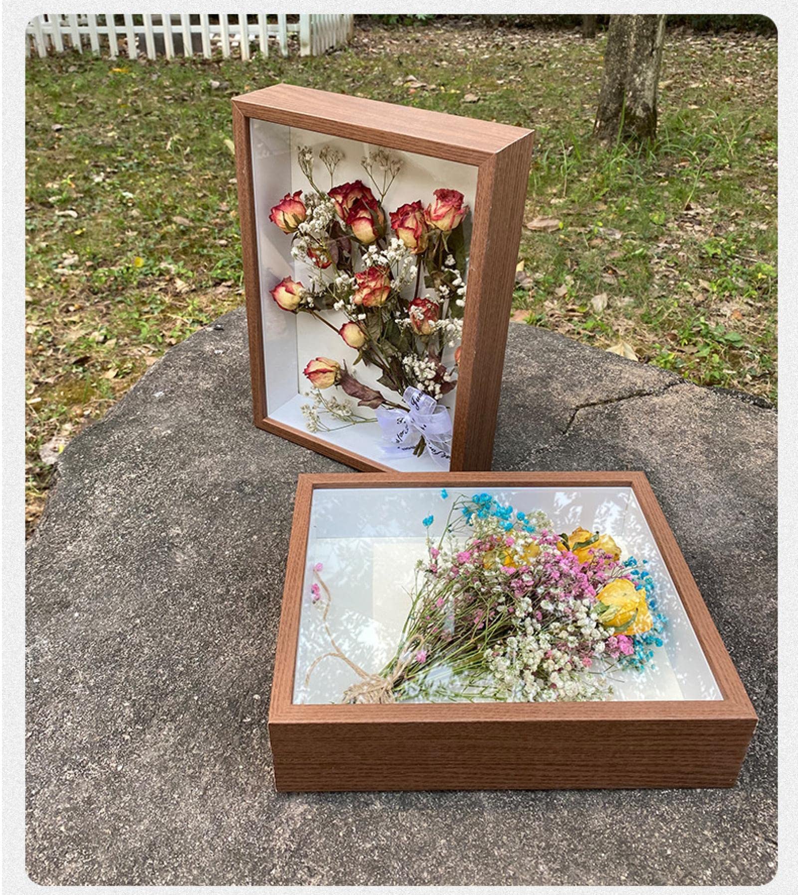 Marco De Fotos 3D Profundo De Madera | 31x23x6 Cm, Para Flores Secas, Recuerdos Y Manualidades