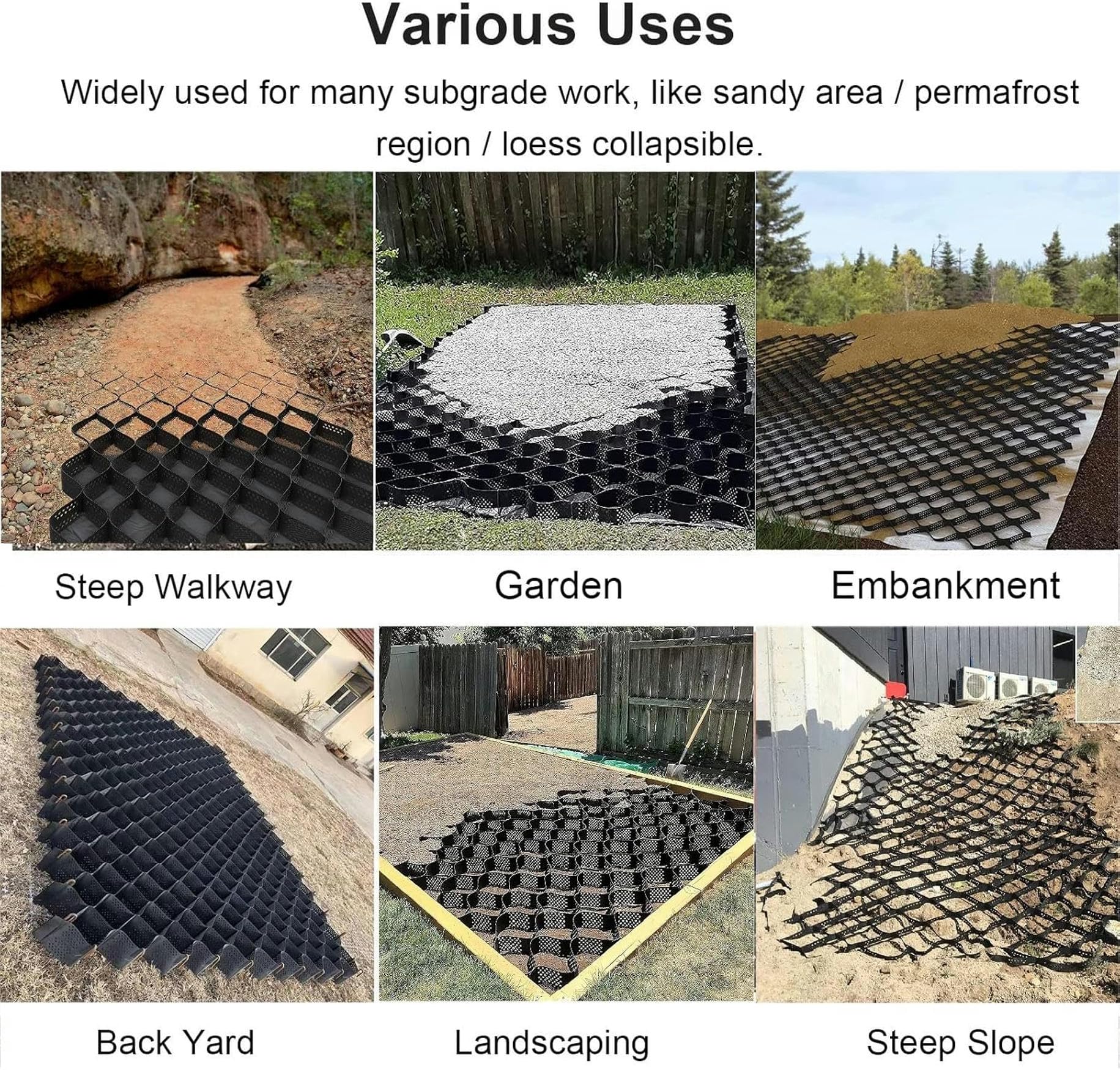 Kratki chodnikowe Geo Grid, grubość 5,1 cm, stabilizacja żwiru, rozszerzalny system podjazdu, składany, do samodzielnego wykonania, patio, chodników, kamperów, parkingów, ogrodów i stoków, łatwe w