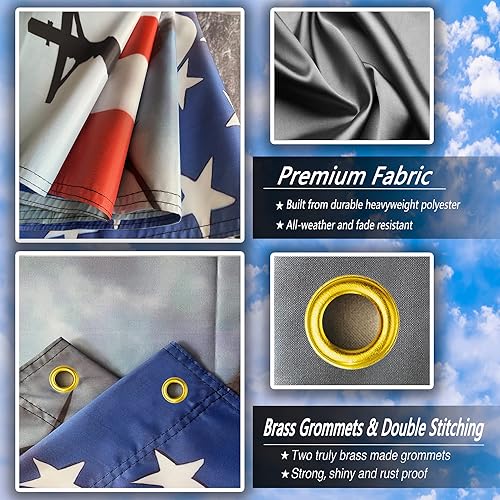 Miniatura 4 de Faith Over Fear - Bandera de Jesús de 3 x 5 pies, bandera estadounidense con Jesucristo en él, bandera estadounidense de doble cara resistente de