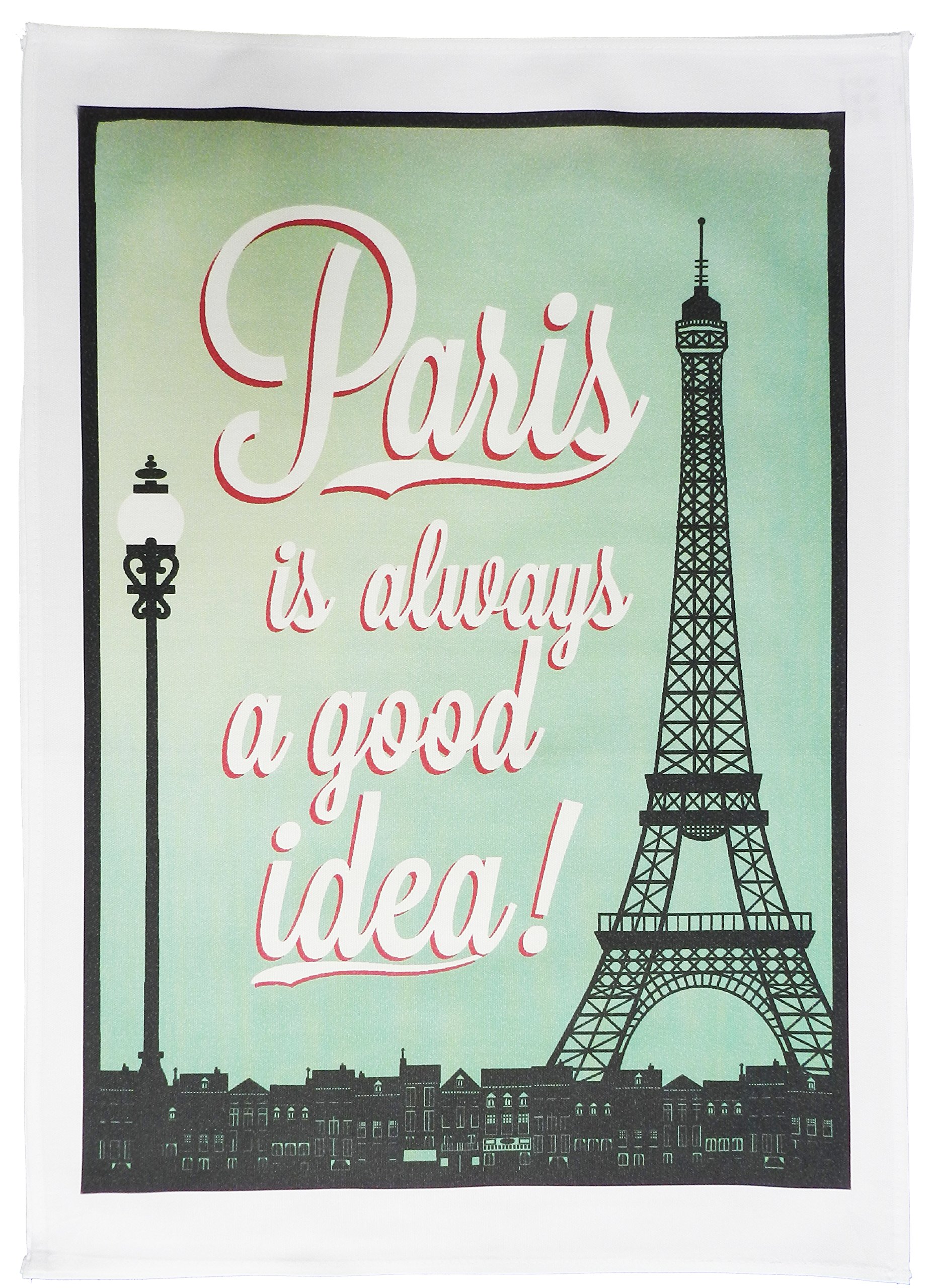 Half A Donkey Multicolour Paris, Always A Good Idea - Vintage Style Large Cotton Tea Towel