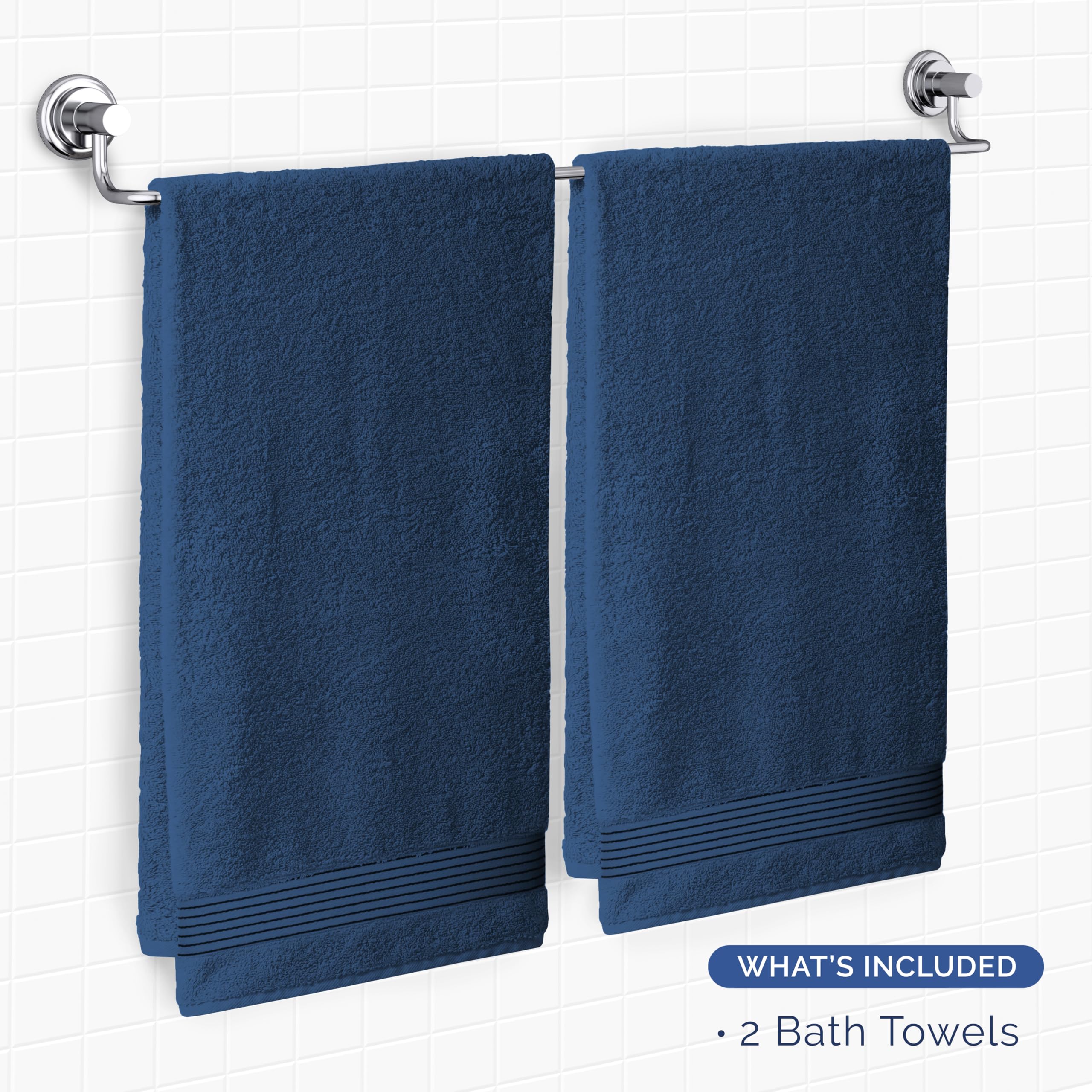 Elegant Comfort Juego de 2 Toallas de baño de algodón Turco, 27 x 54 Pulgadas, lujosas Toallas de baño de 100% algodón Turco de Calidad de Hotel, Altamente absorbentes, Toallas de