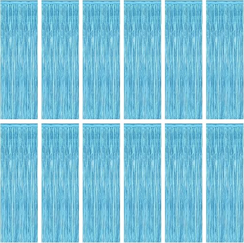 Miniatura 37 de Paquete de 2 telones de fondo de oropel rojo, cortinas de flecos de 3.28 pies x 7.05 pies, decoraciones de fiesta para aniversarios de boda