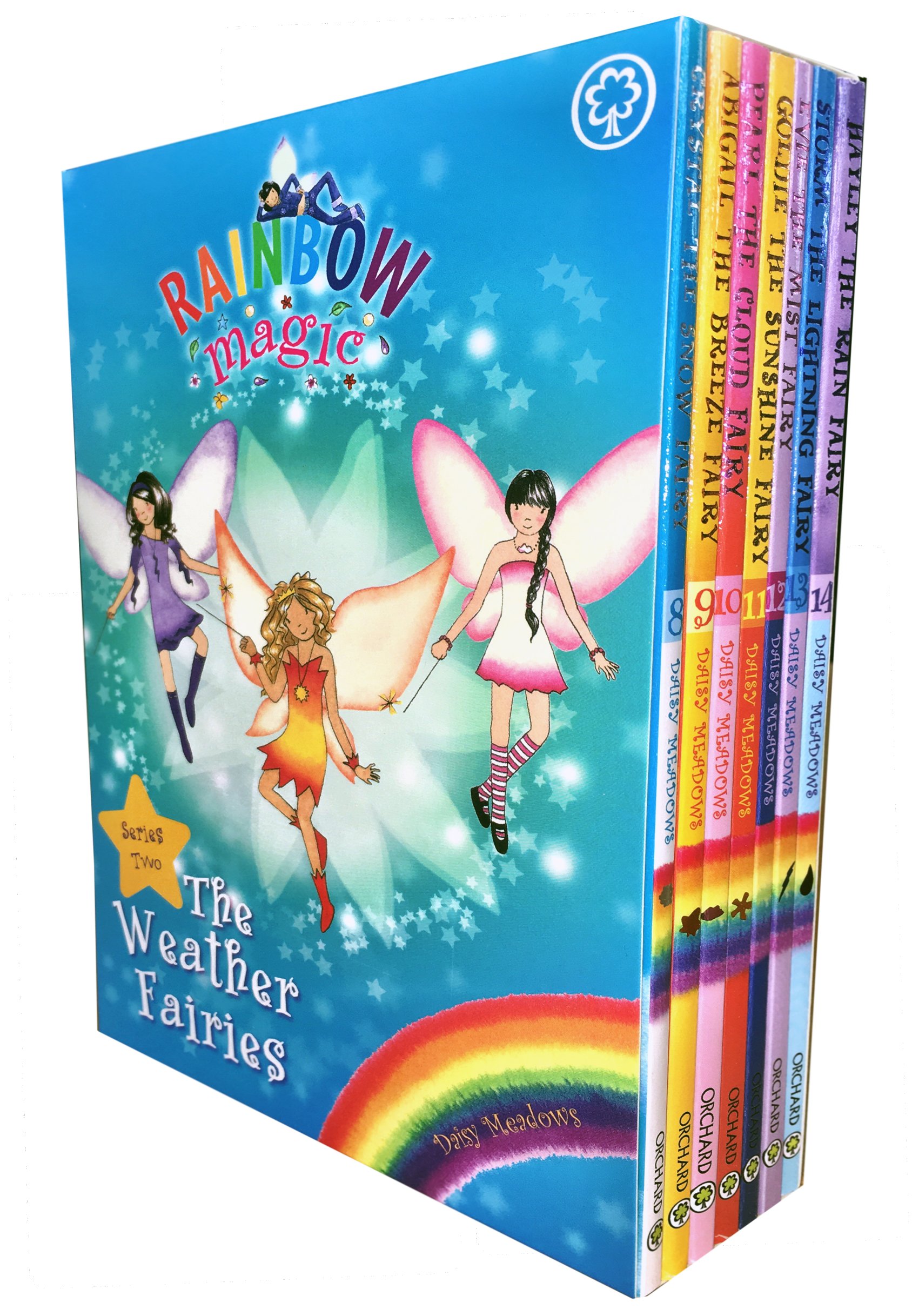 Rainbow Magic Weather Fairies Collection - 7 Books RRP £34.93 (8: Crystal the Snow Fairy; 9: Abigail the Breeze Fairy ; 10: Pearl the Cloud Fairy; 11: Goldie the Sunshine Fairy; 12: Evie the Mist Fairy; 13: Storm the Lightning Fairy; 14: Hayley the Rain Fairy) Paperback