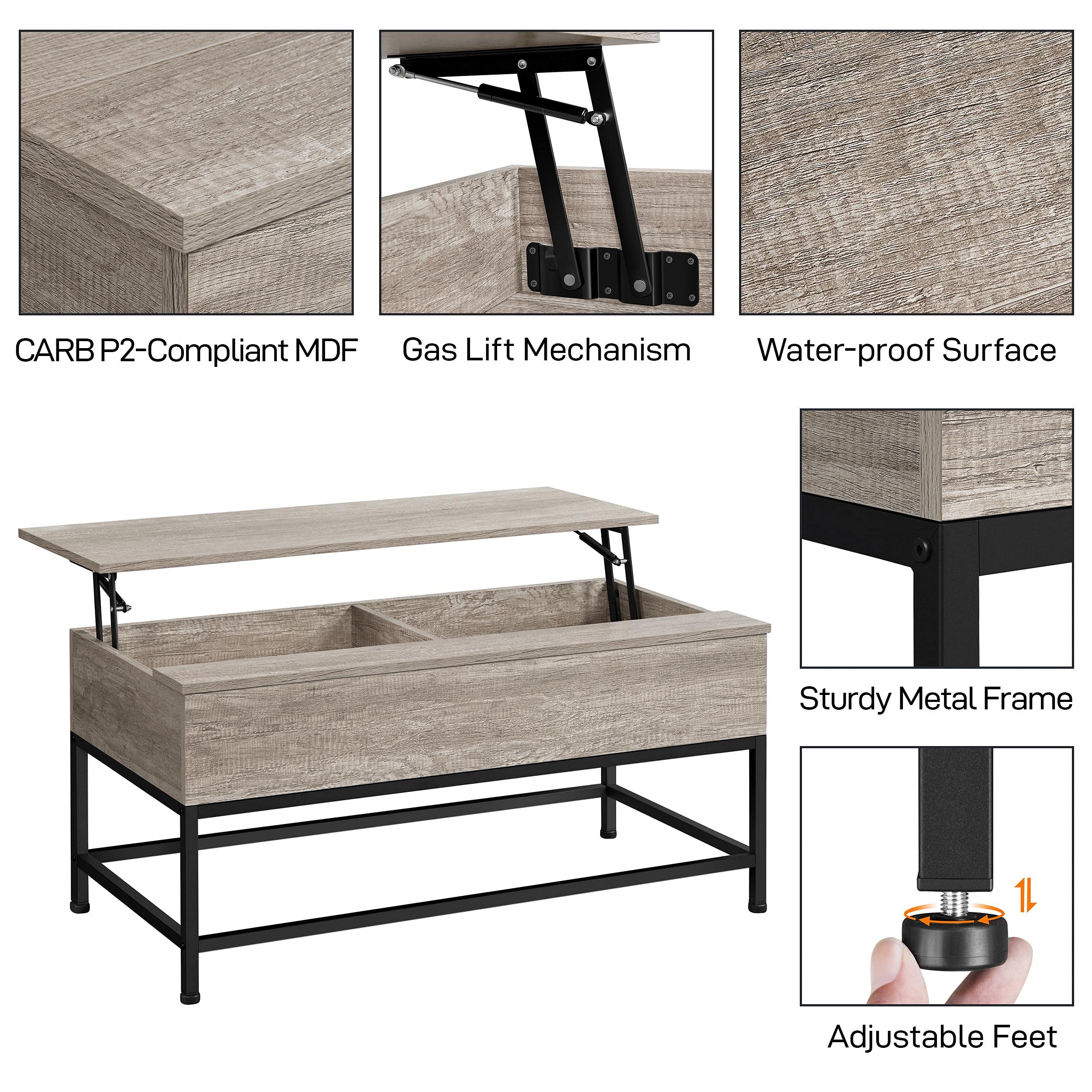 Yaheetech Retro Coffee Table Set of 3 for Living Room, Split Lifttop
