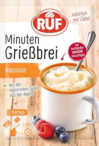 RUF Tassen-Grießbrei Klassisch, Instant Grießbrei aus der Tasse, Tassengericht ideal für unterwegs oder zwischendurch, fertig in 5 Minuten, 1 x 58g