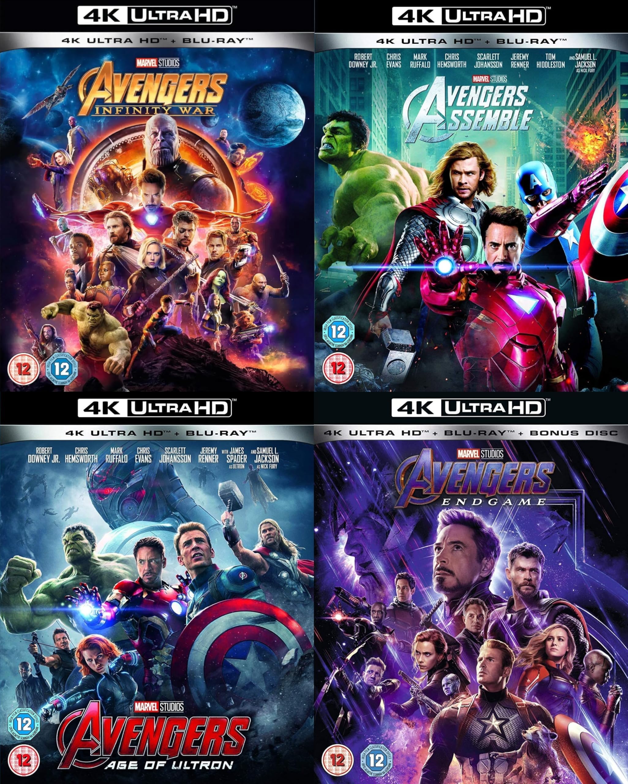 The Avengers Assembled: Complete 4-Movie Collection [2012-2019] [9-Disc Set] [4K UHD + Blu-ray] [Region Free]