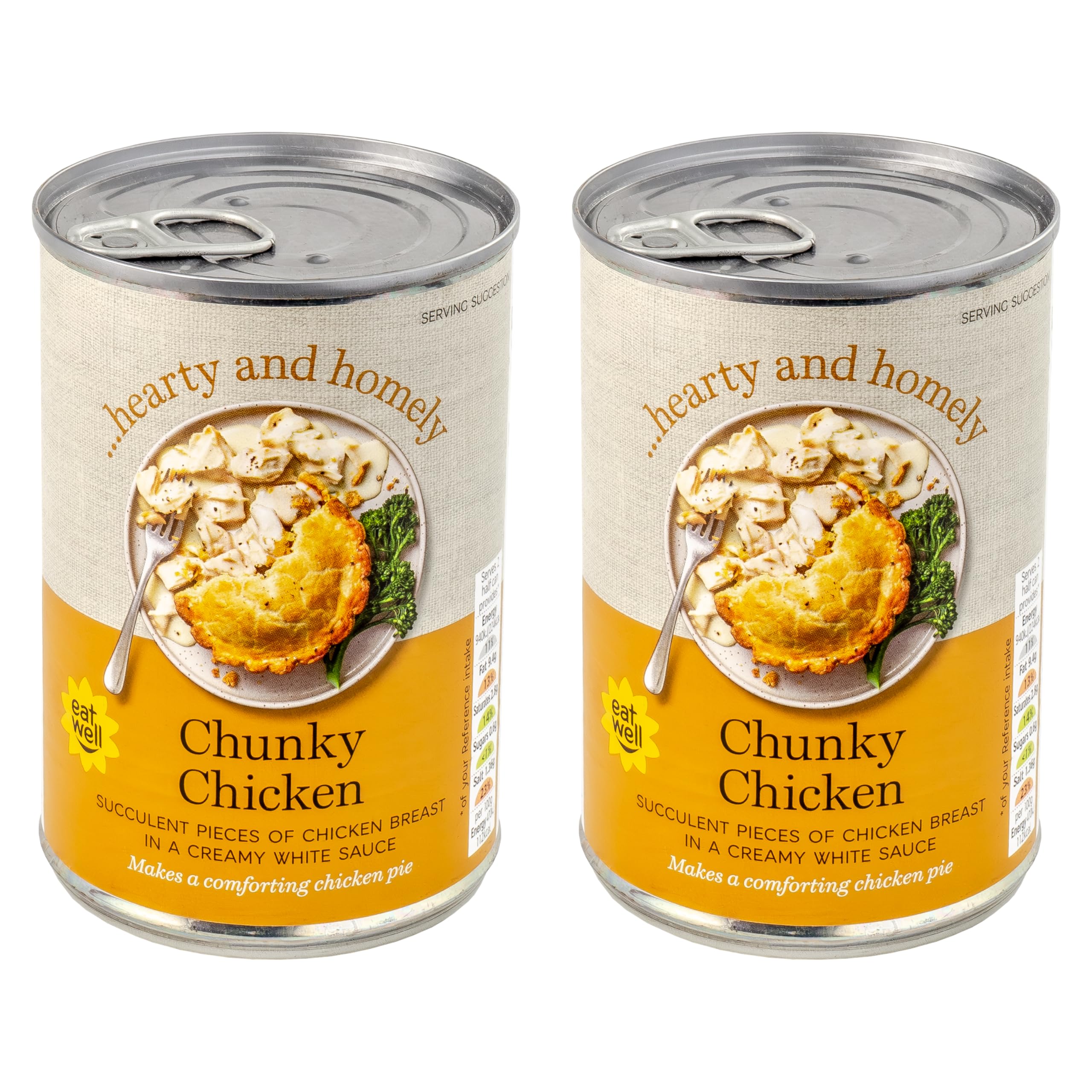 Traditional Tinned Chunky Chicken Breast in a Creamy White Sauce, Ideal for a Comforting Chicken Pie - 2 x 400g