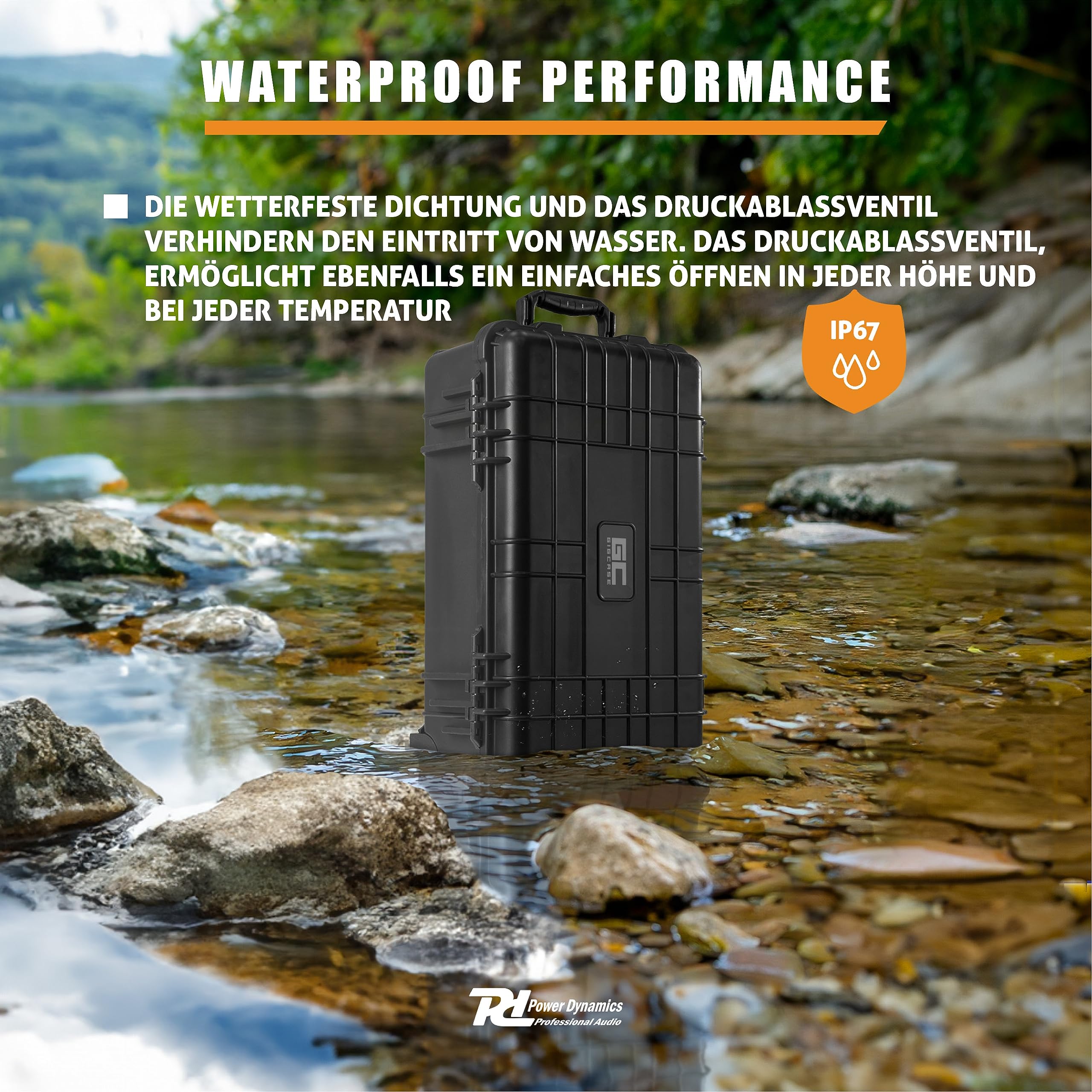 Power Dynamics GIGCase30T Universal Outdoor Hartschalenkoffer, Trolley, Wasserdicht, Kamera Koffer für Handgepäck, Waffenkoffer, Foto Koffer, Pistolenkoffer, Transportkoffer mit Rollen