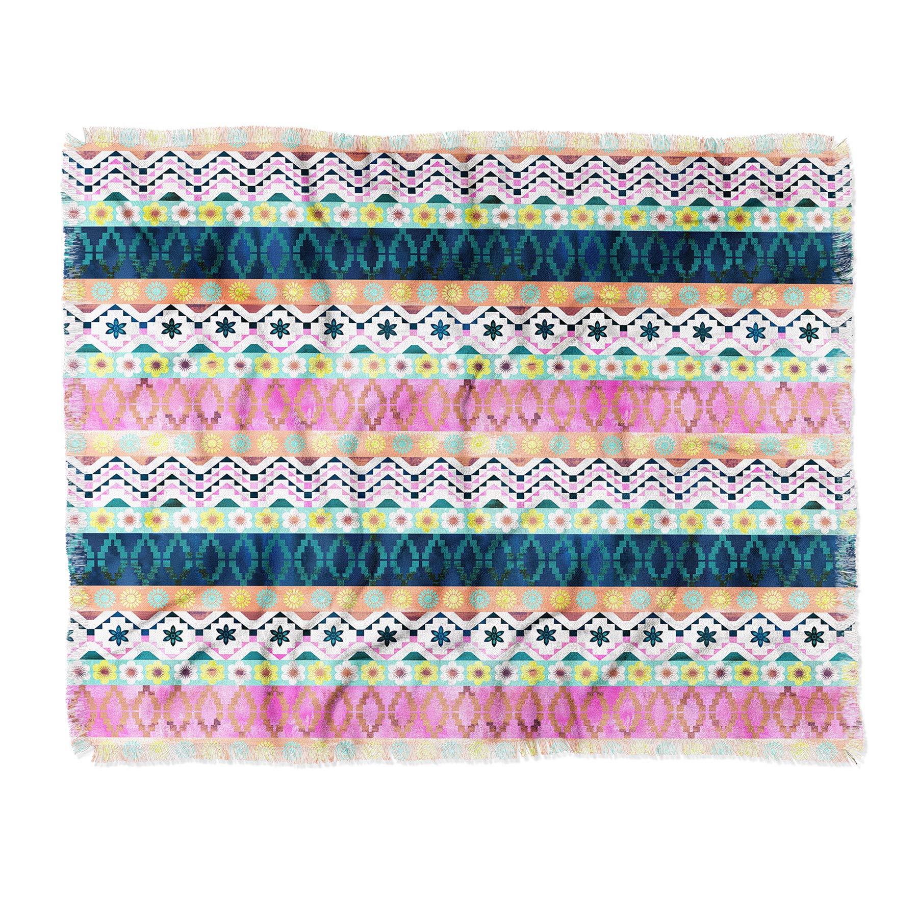 Deny DesignsSchatzi Brown Aviana Boho Stripe Woven Throw Blanket, 50" x 60"