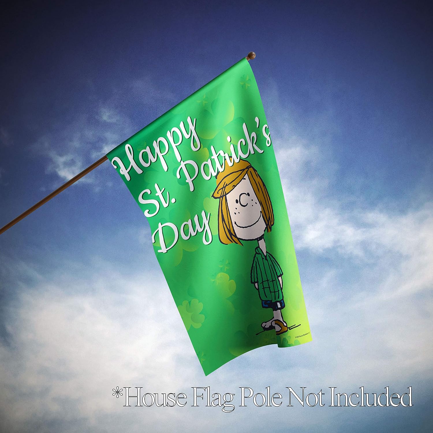 Flagology.com, PEANUTS®, PEANUTS® Happy St. Patrick's Day – House Flag 28" x 40", Officially Licensed PEANUTS®, St. Patrick's Day